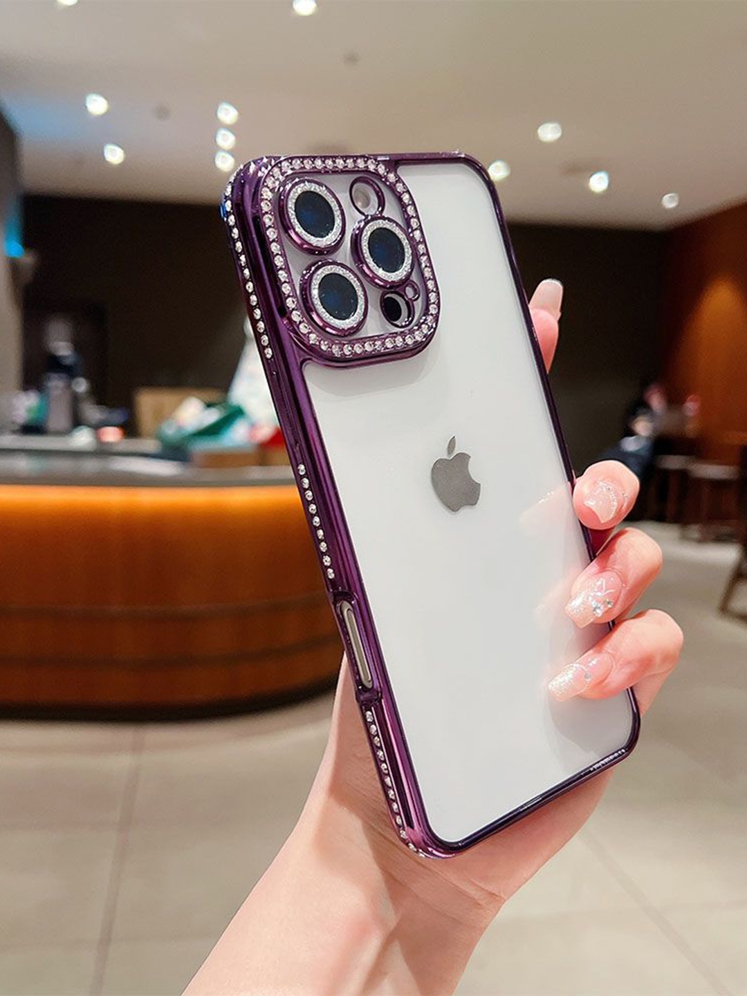 

Luxury Kase Solid Printed iPhone 16 Pro Back Case Mobile Accessories, Purple