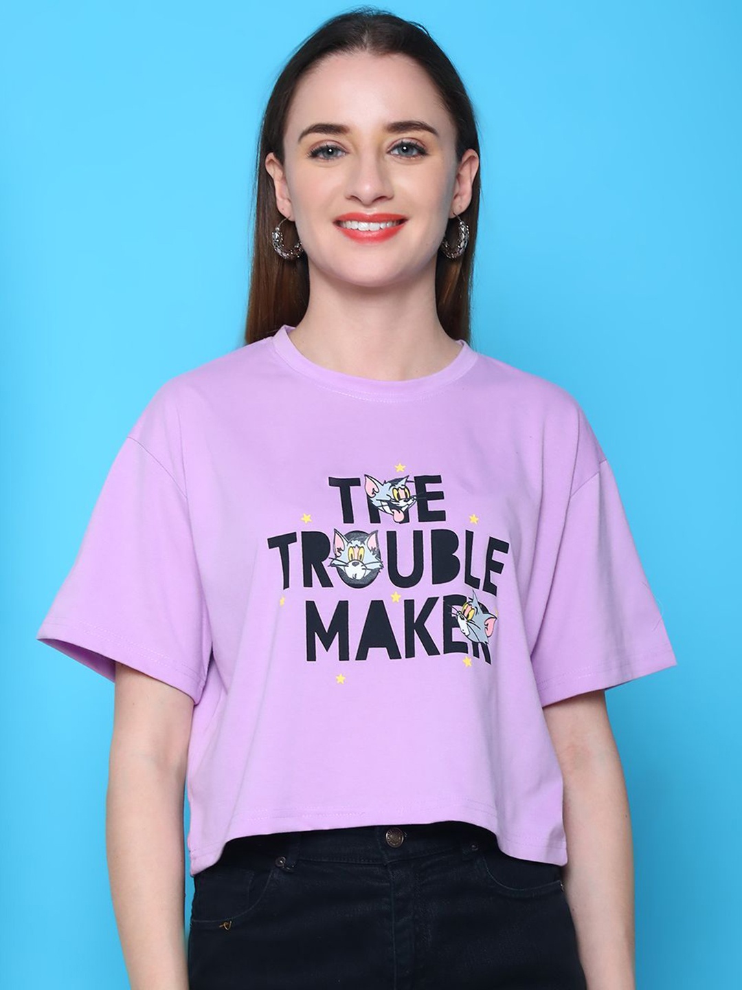 

Dreambe Women Typography Printed T-shirt, Purple