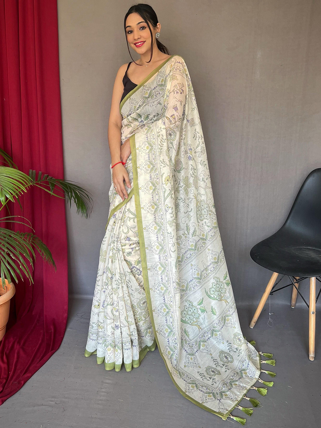 

Anouk Ethnic Motifs Pure Cotton Saree, Green