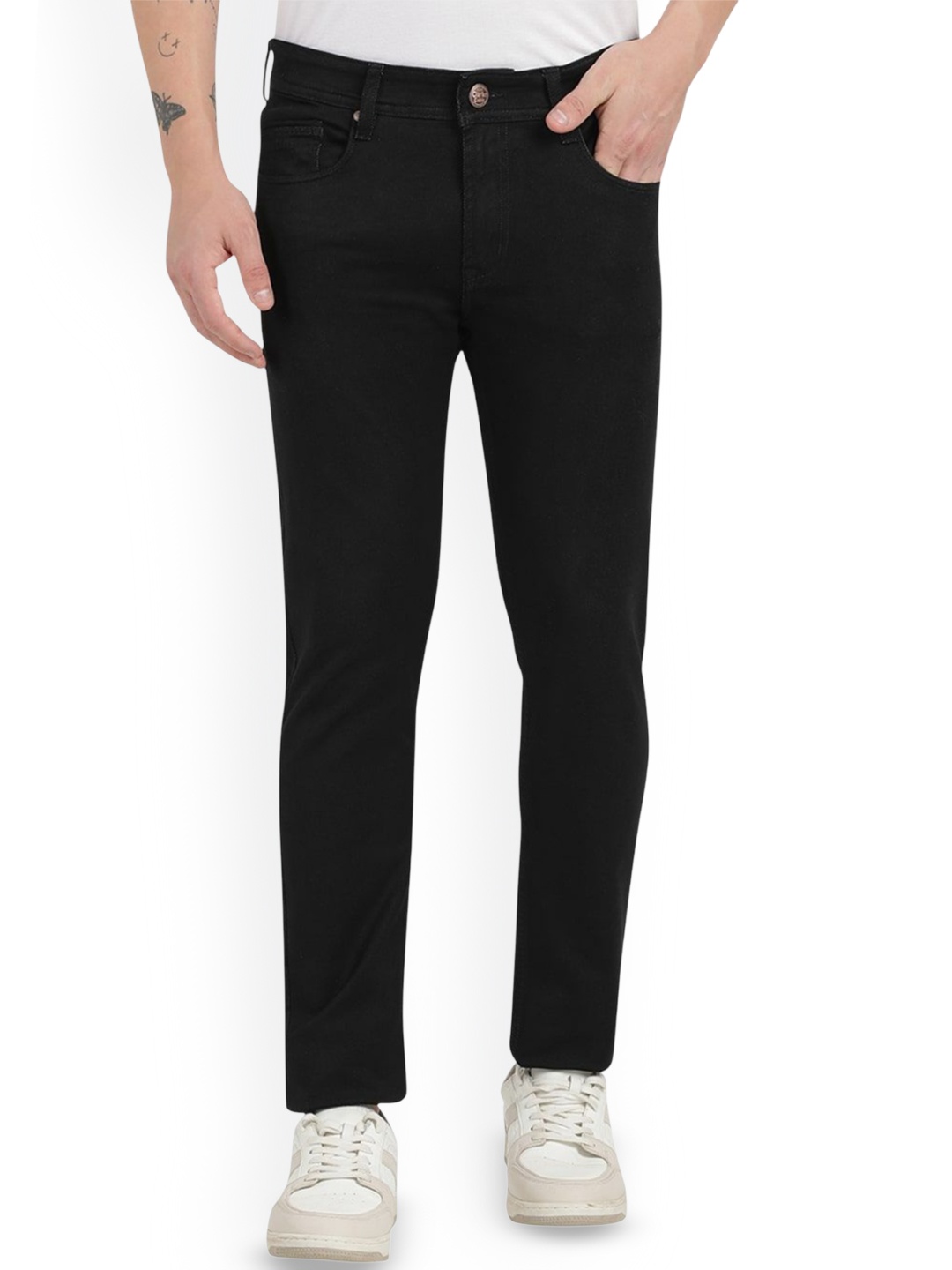 

Clarke Gable Men Skinny Fit Mid Rise Clean Look Stretchable Jeans, Black