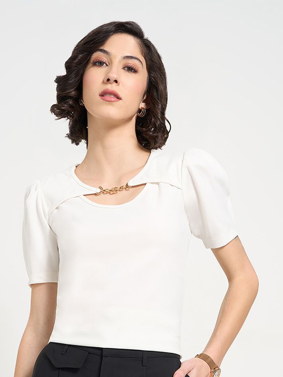 

Annabelle by Pantaloons Puff Sleeve Top, Off white