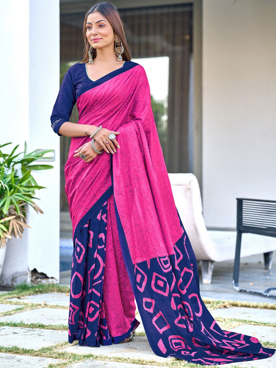 

Anouk Pure Cotton Ready to Wear Saree, Pink