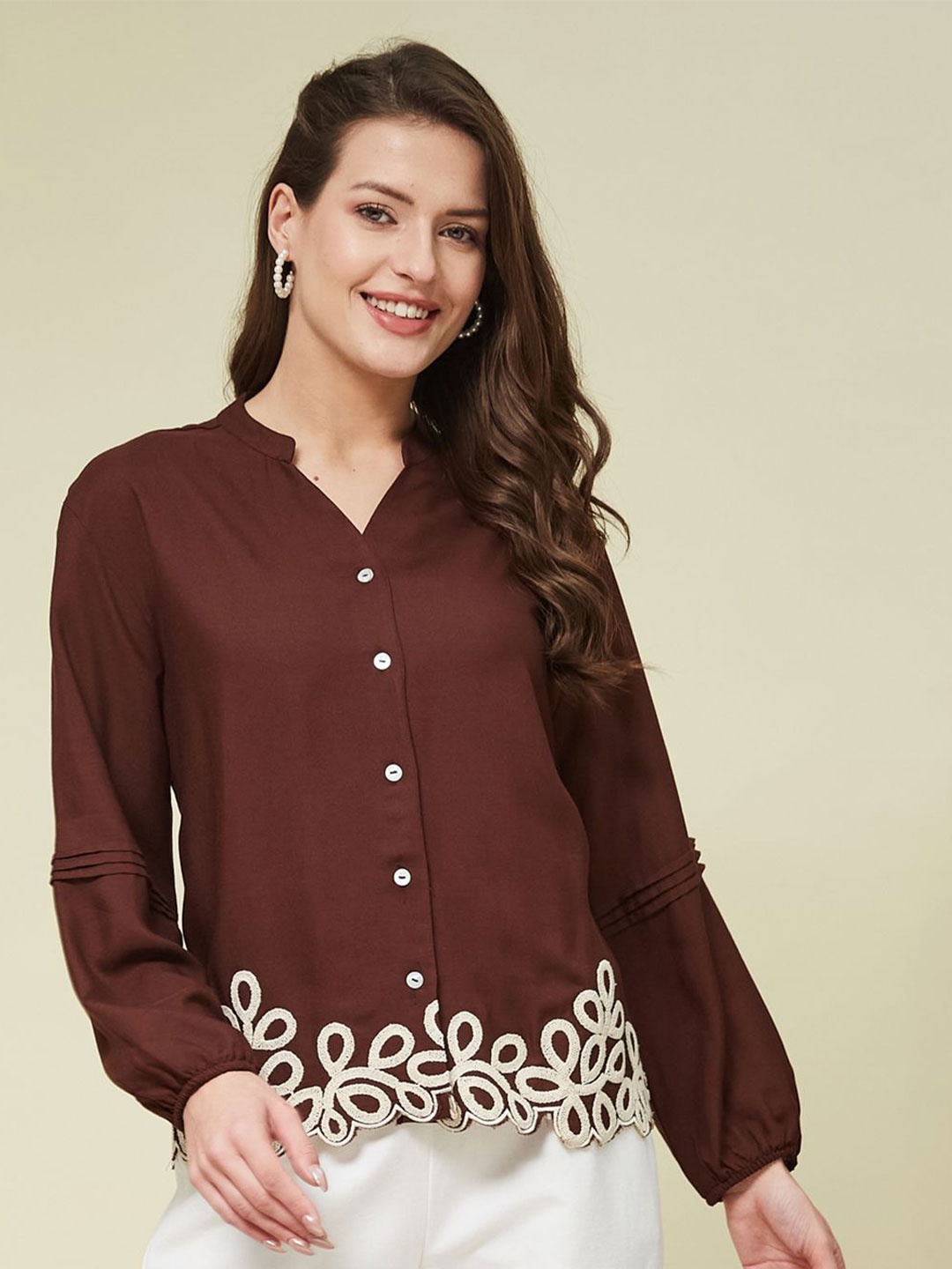 

J Turritopsis Women Relaxed Opaque Casual Shirt, Brown