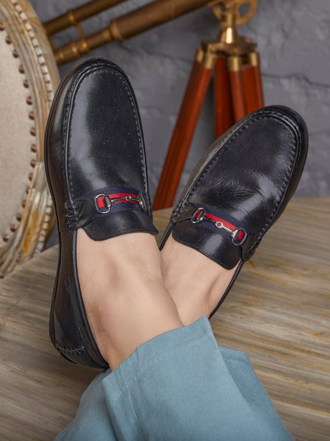 

Tresmode The Crada Black Men's Leather Loafers
