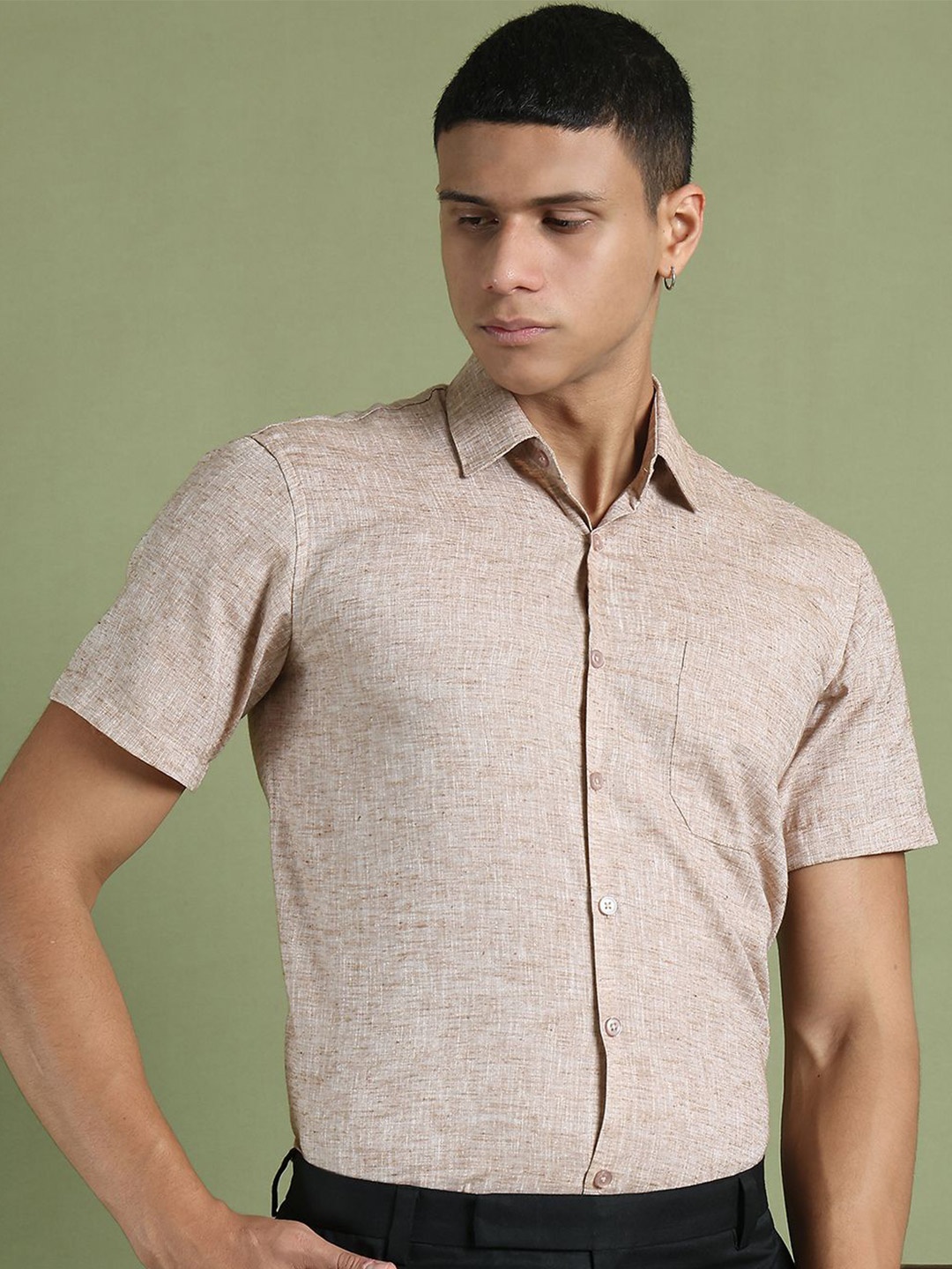 

Indian Needle Men Classic Opaque Formal Shirt, Rust