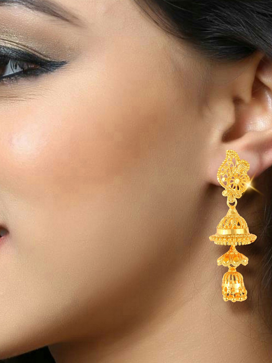 

DIVASTRI Gold-Plated Dome Shaped Drop Earrings