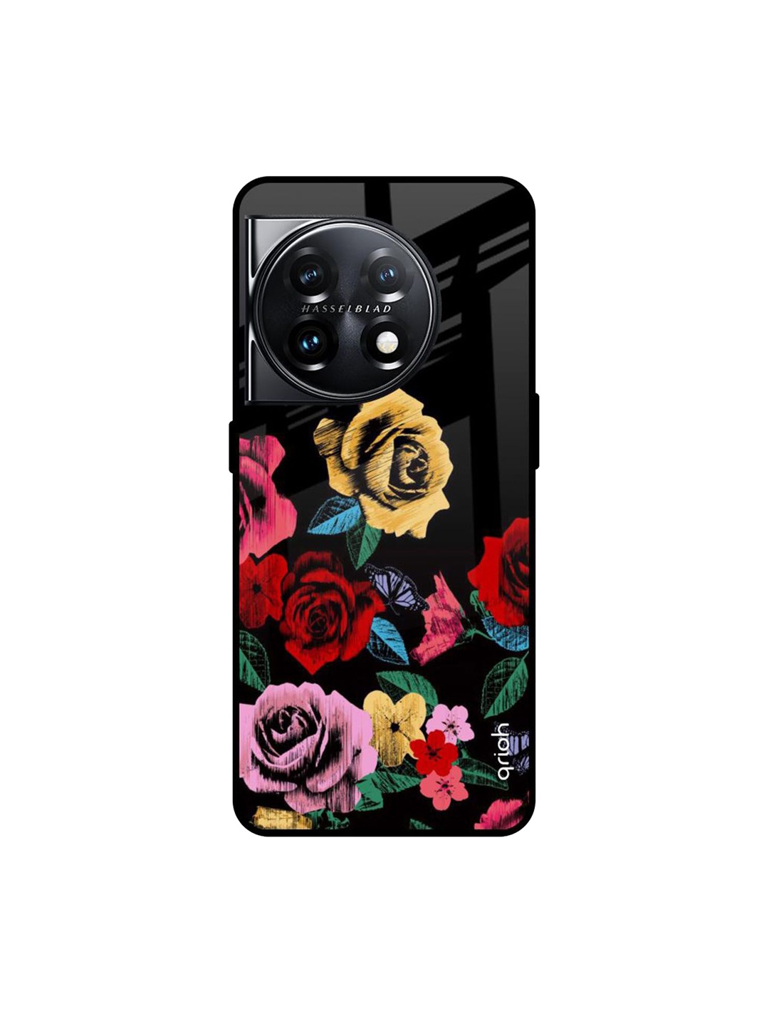 

QRIOH Floral Printed OnePlus 11 5G Back Case Mobile Accessories, Black