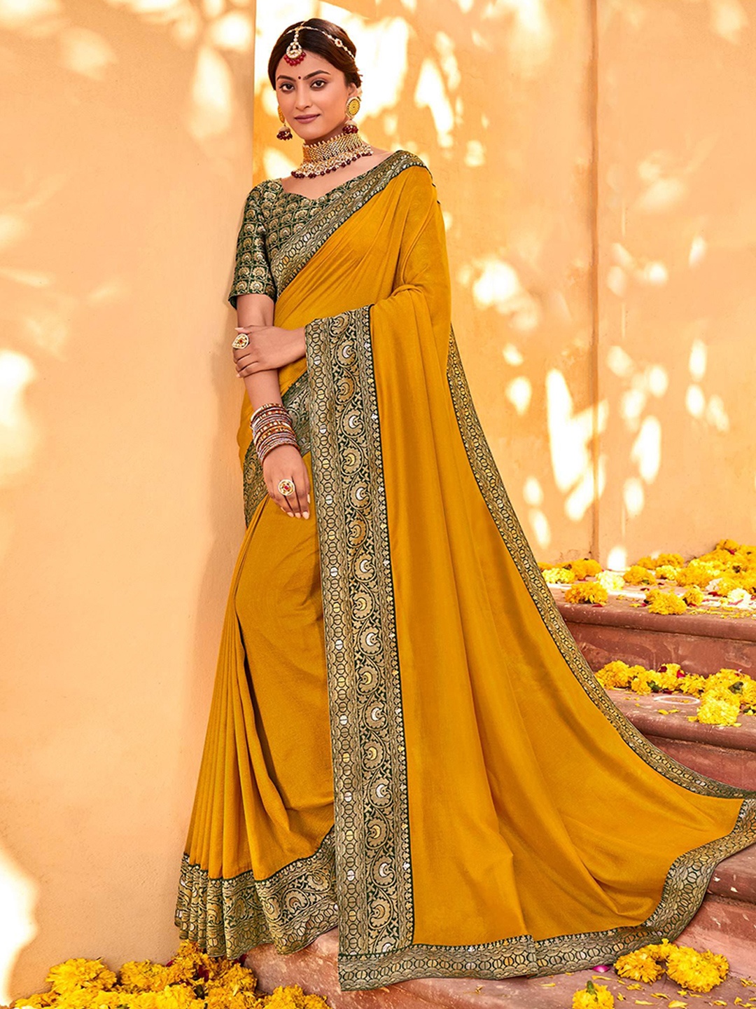 

MAHALASA Saree, Mustard
