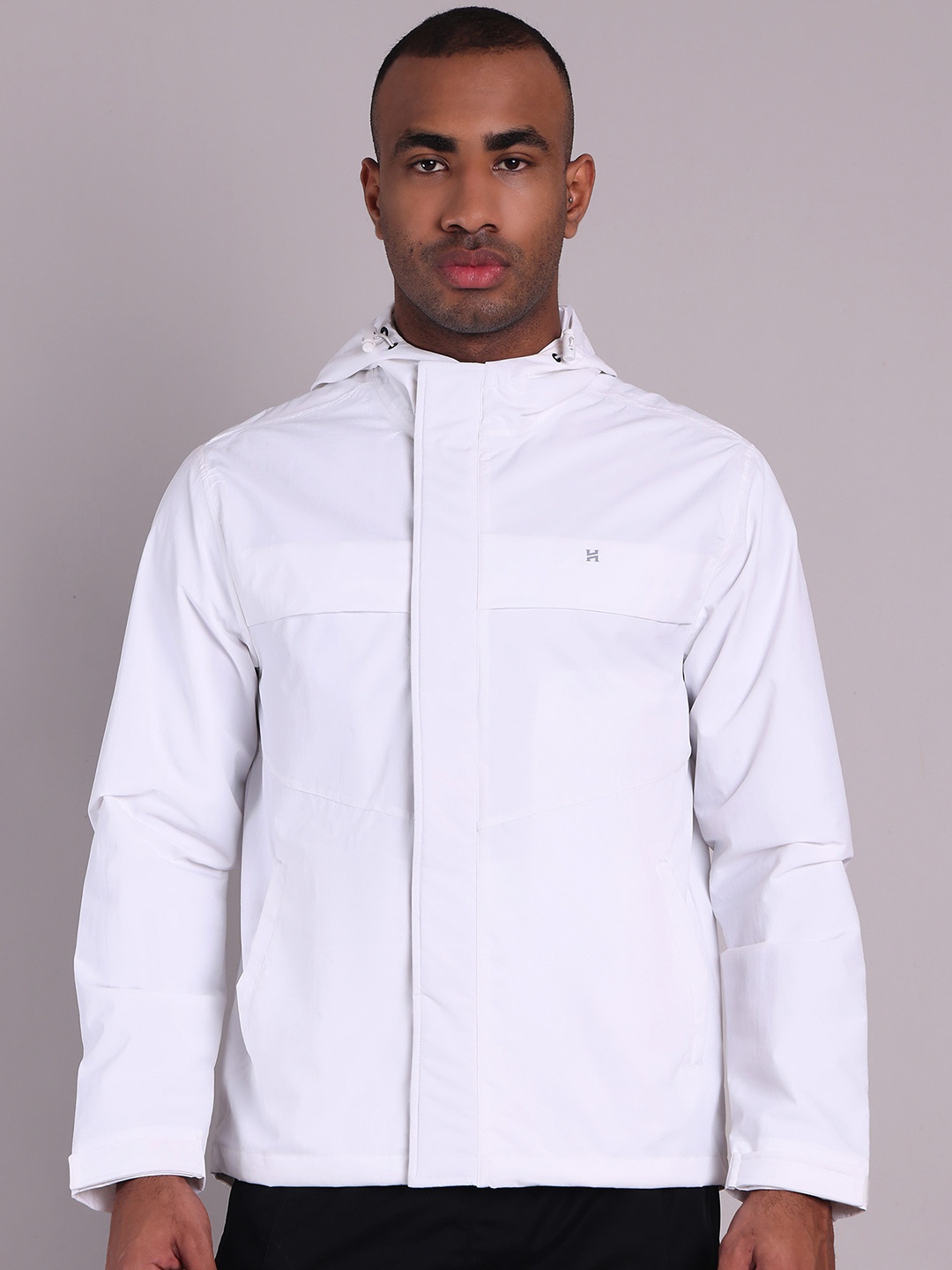 

HOUSE OF VEDAS Men Windcheater and Water Resistant Outdoor Sporty Jacket, White