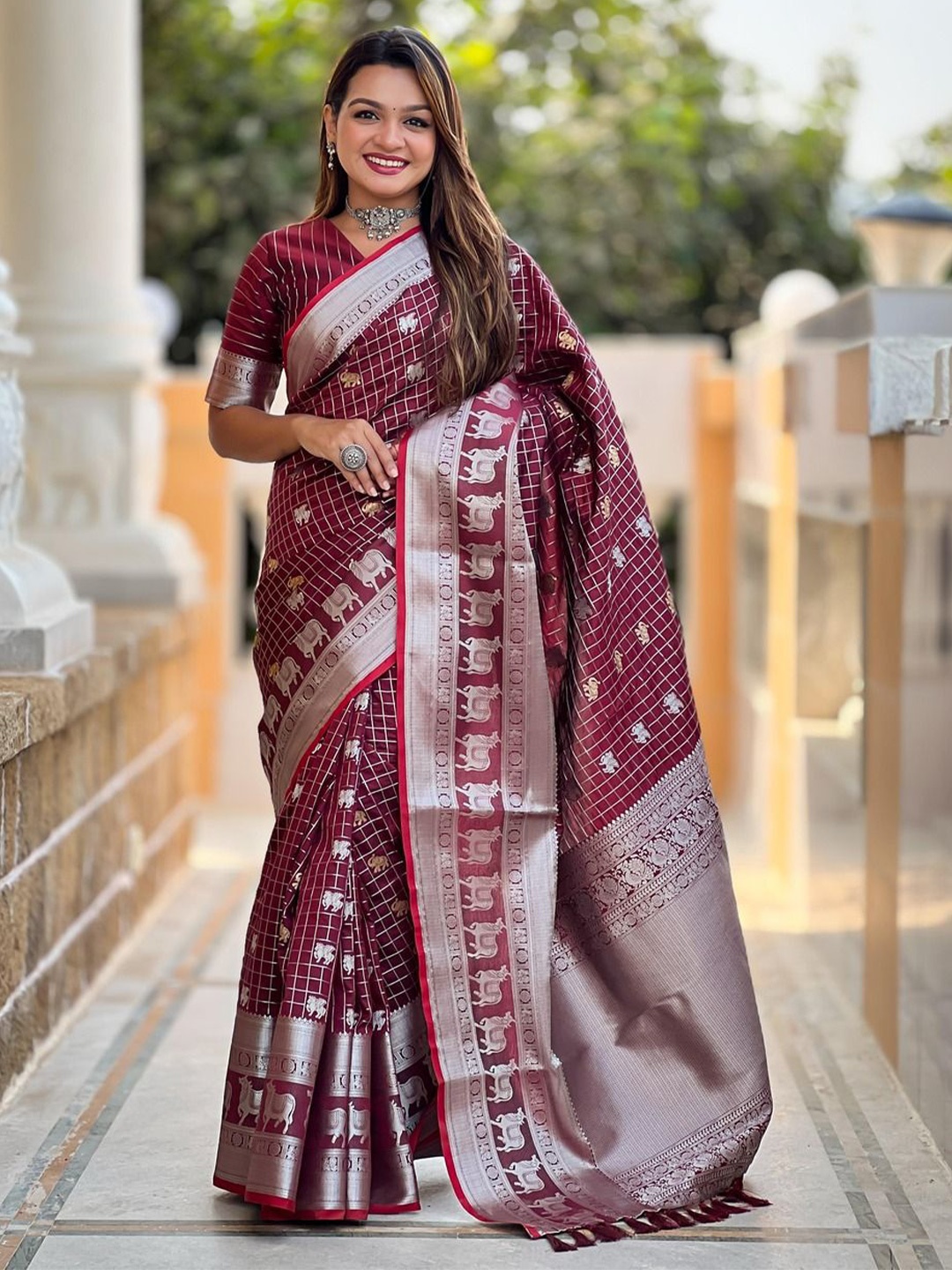 

Anouk Woven Design Silk Blend Saree, Maroon