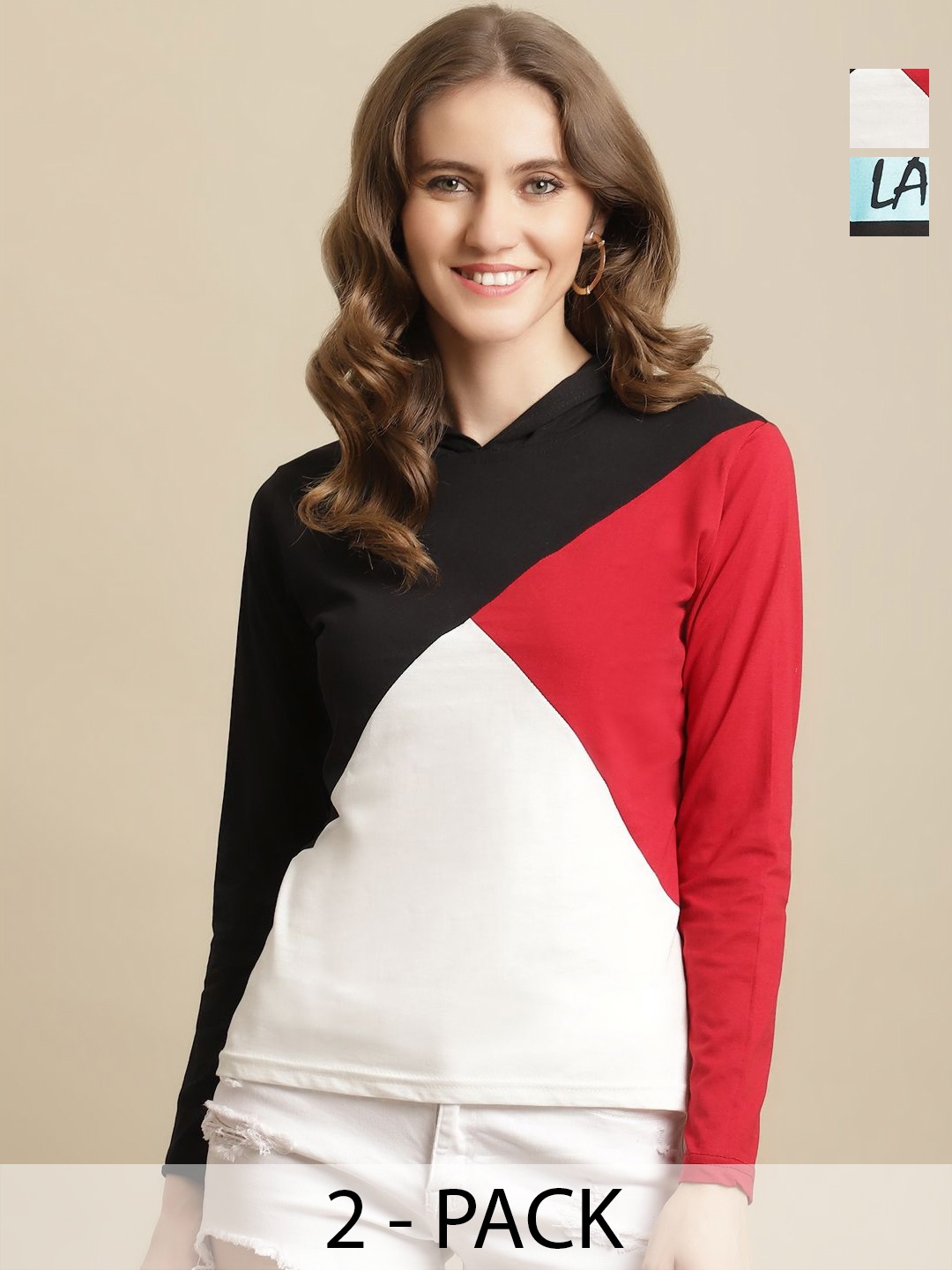 

GLOBAL NOMAD Women 2 Colourblocked T-shirt, Multi
