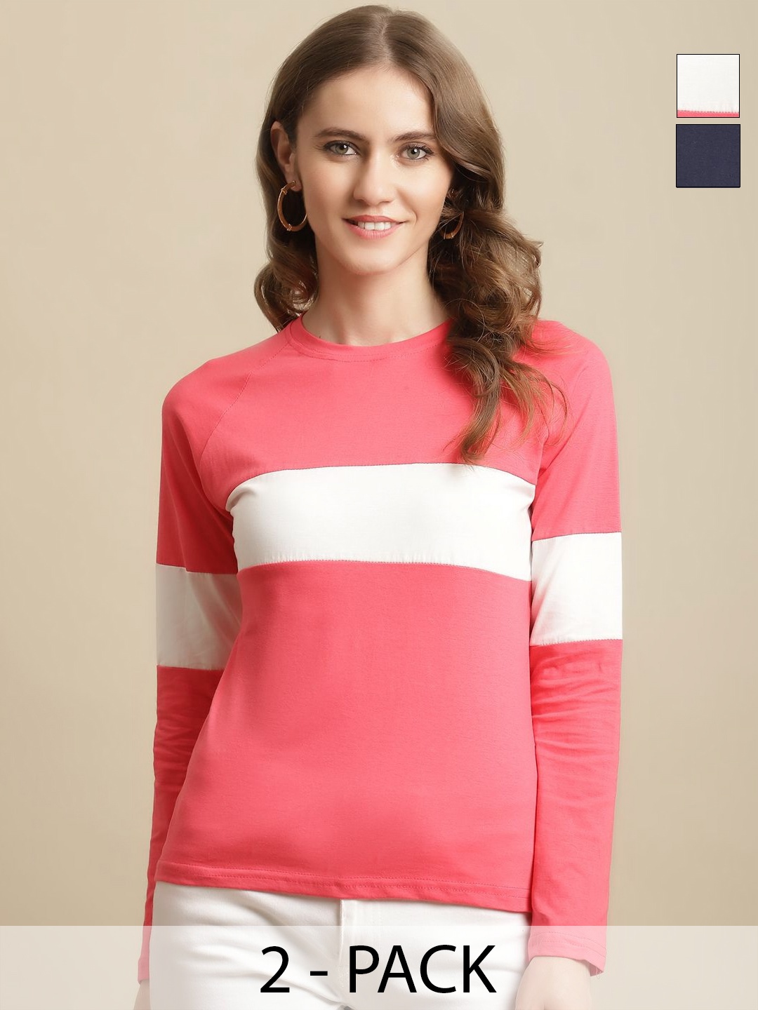 

GLOBAL NOMAD Women 2 Colourblocked T-shirt, Multi