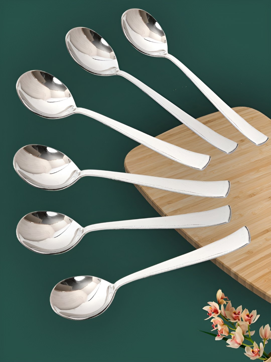 

Parage 6 Pieces Silver Toned Stainless Steel Soup Spoon