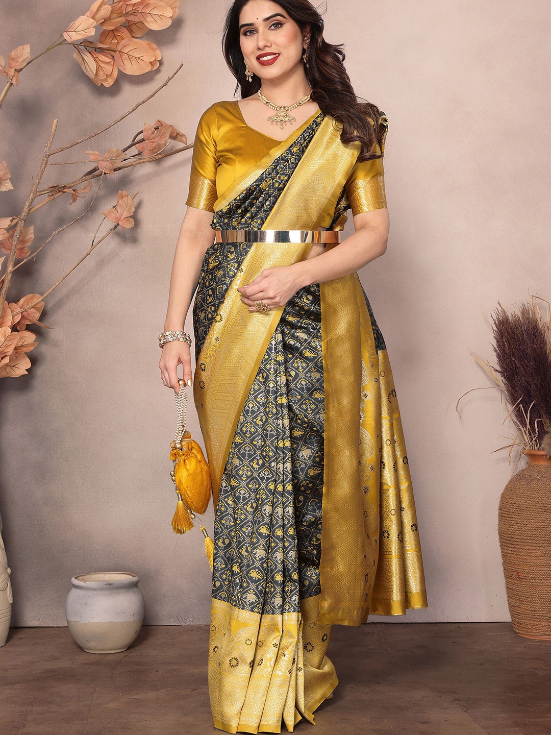 

KALINI Woven Design Designer Banarasi Saree, Black