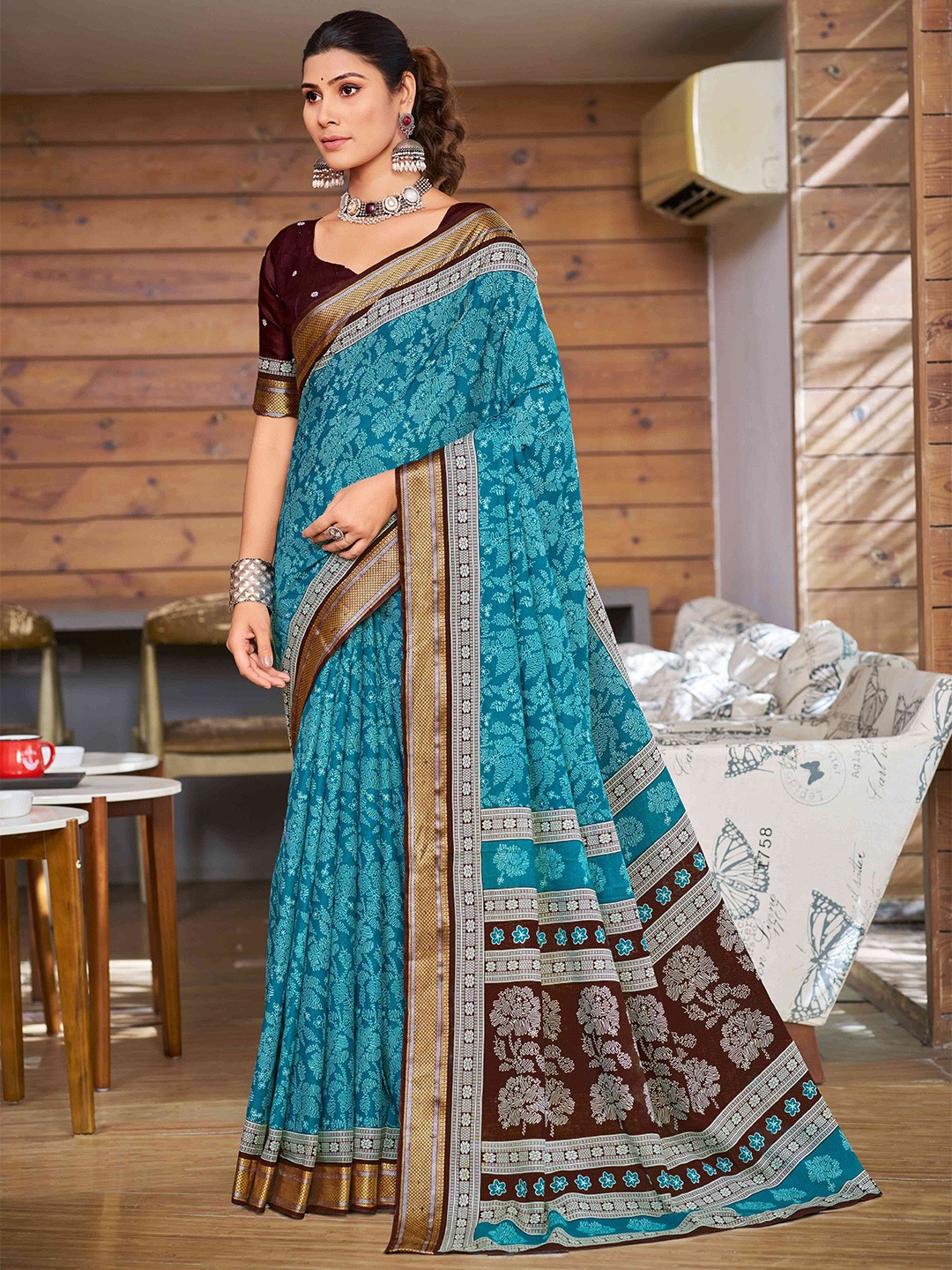 

VEECHIS Bandhani Pure Cotton Bandhani Saree, Blue