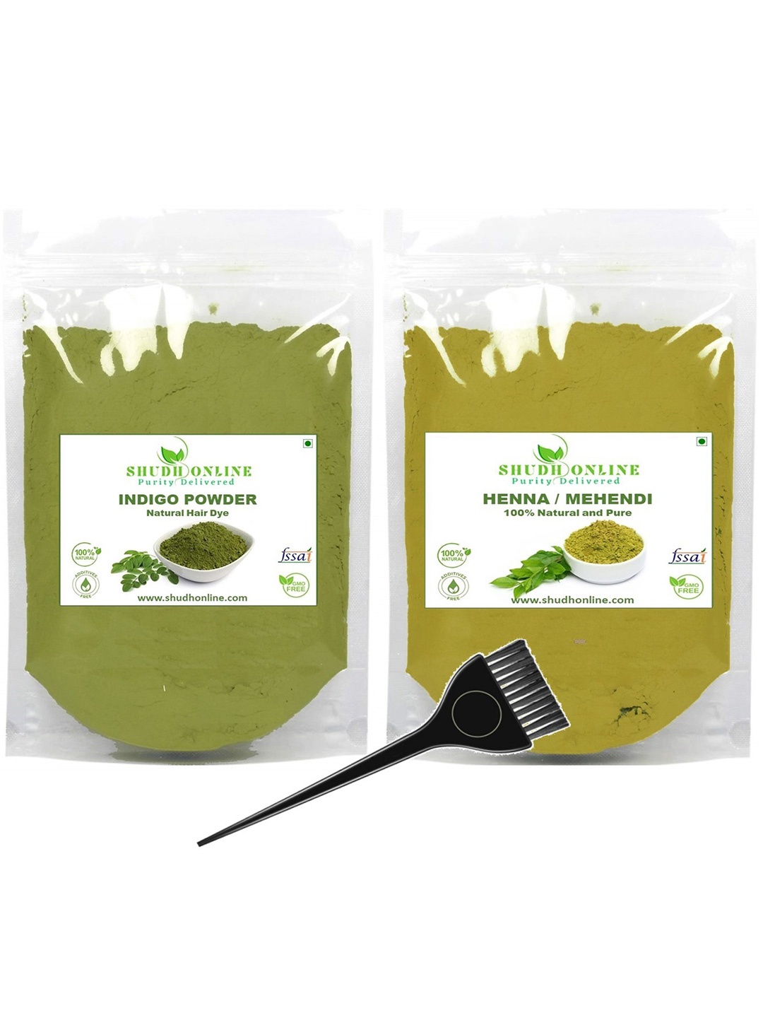 

Shudh Online Set Of 2 Organic Indigo & Henna Powder Hair Color For Grey Coverage-100g Each, Green