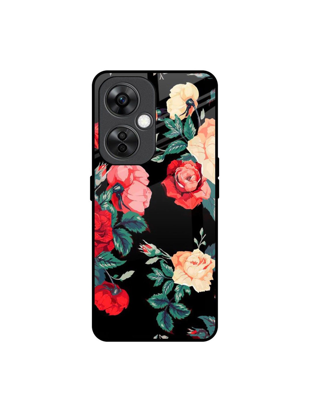

QRIOH Floral Printed OnePlus Nord CE 3 Lite 5G Back Case Mobile Accessories, Black