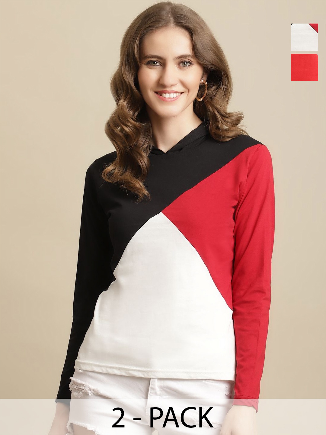 

GLOBAL NOMAD Women 2 Colourblocked T-shirt, Multi