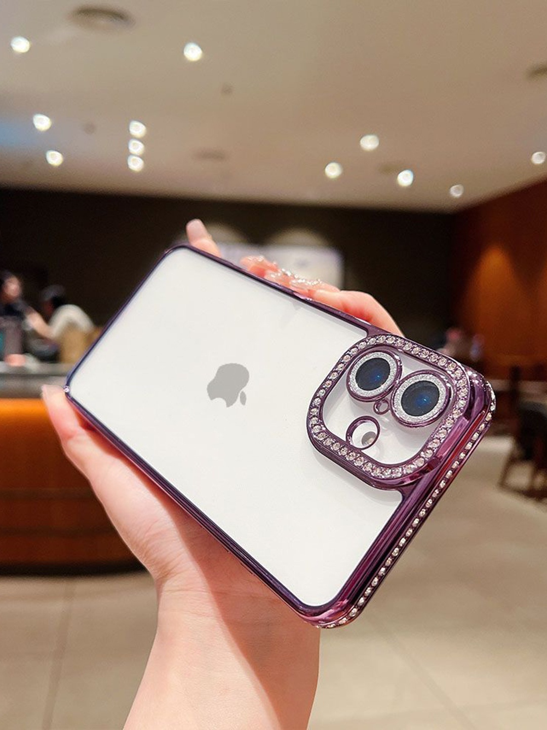 

Luxury Kase Solid Printed iPhone 16 Plus Back Case Mobile Accessories, Purple