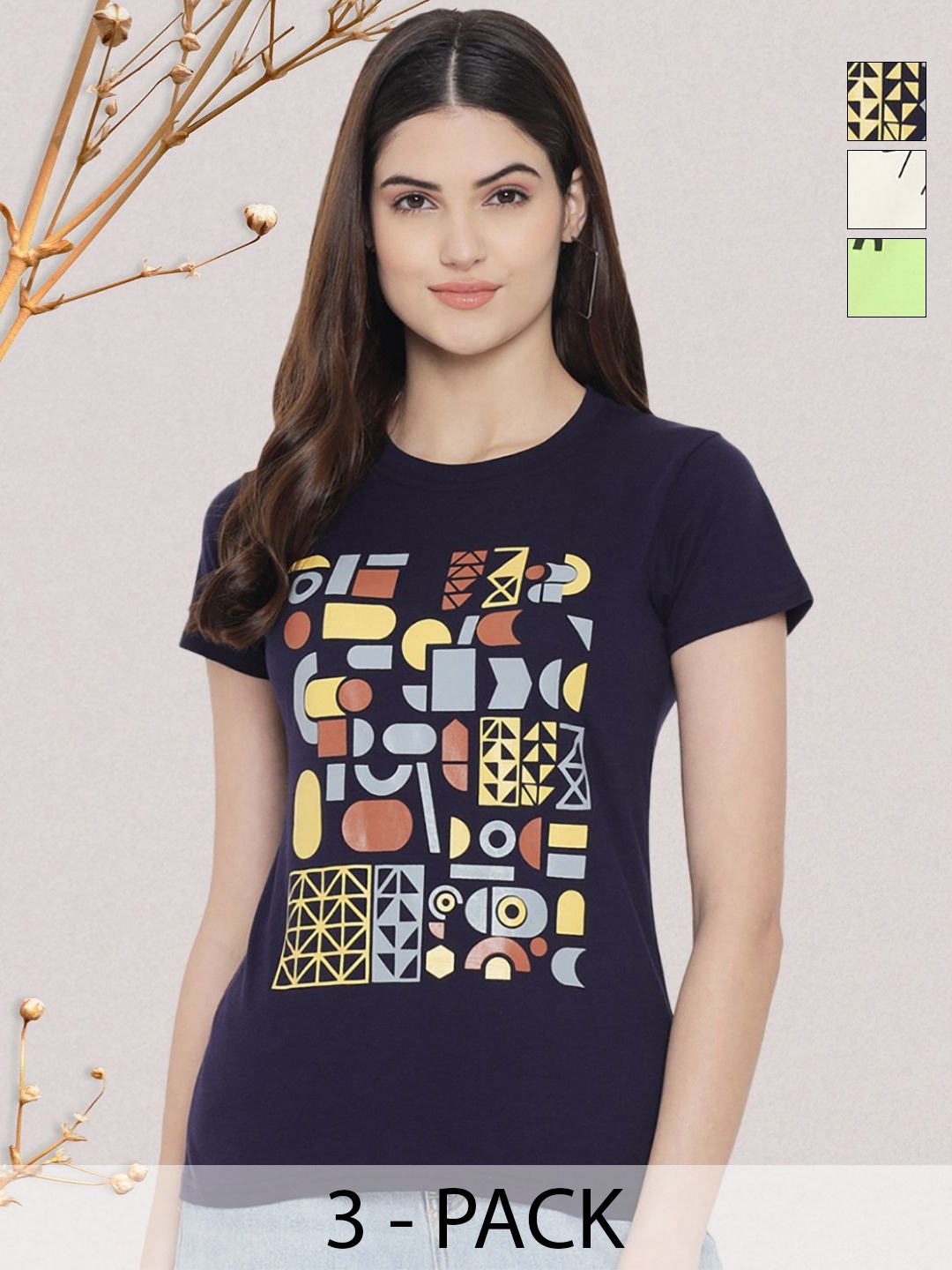 

GLOBAL NOMAD Women Typography 3 Printed Applique T-shirt, Multi