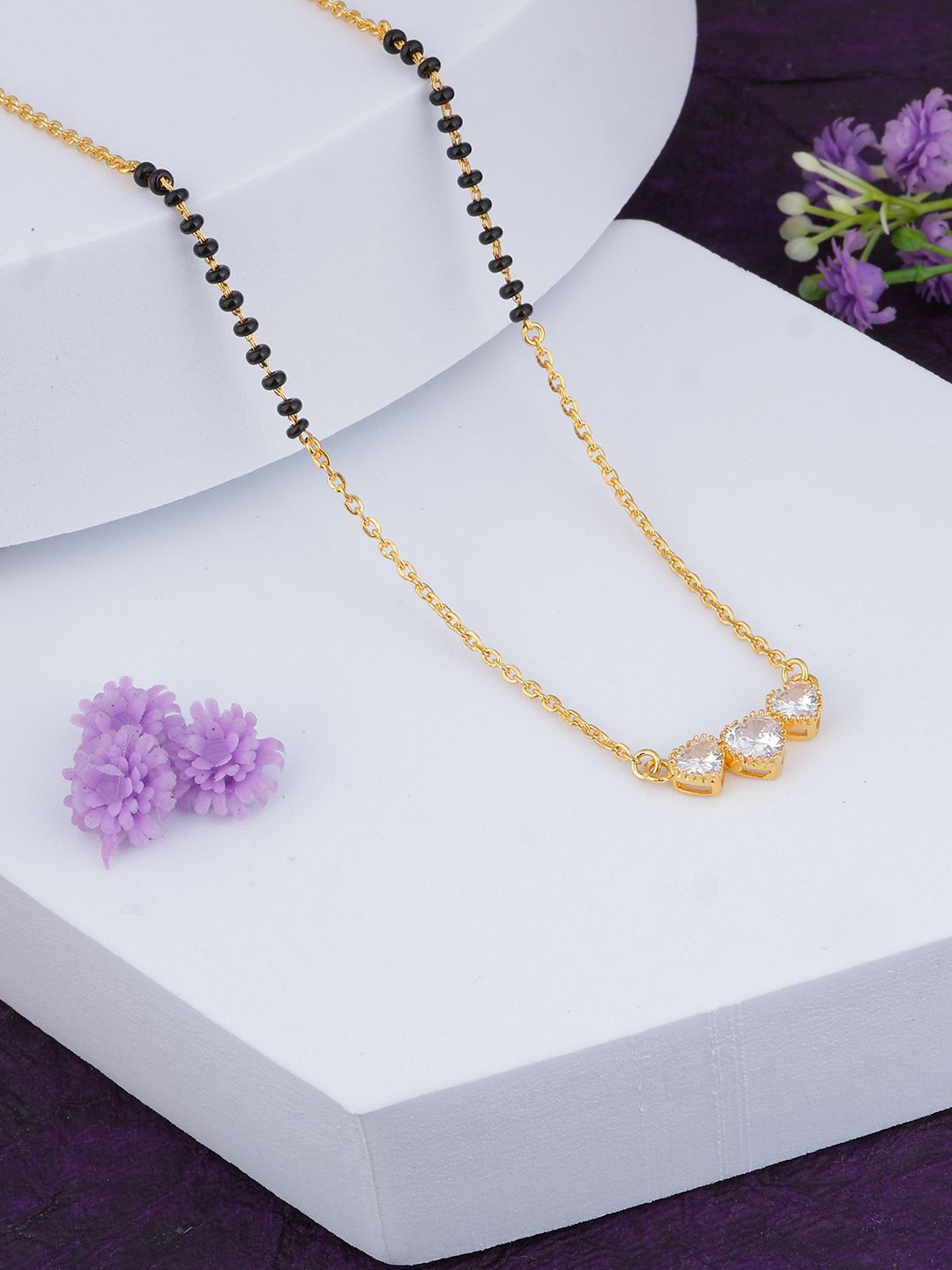 

MAIRA 931 Sterling Silver Gold-Plated Crystals & Zircon Studded Mangalsutra