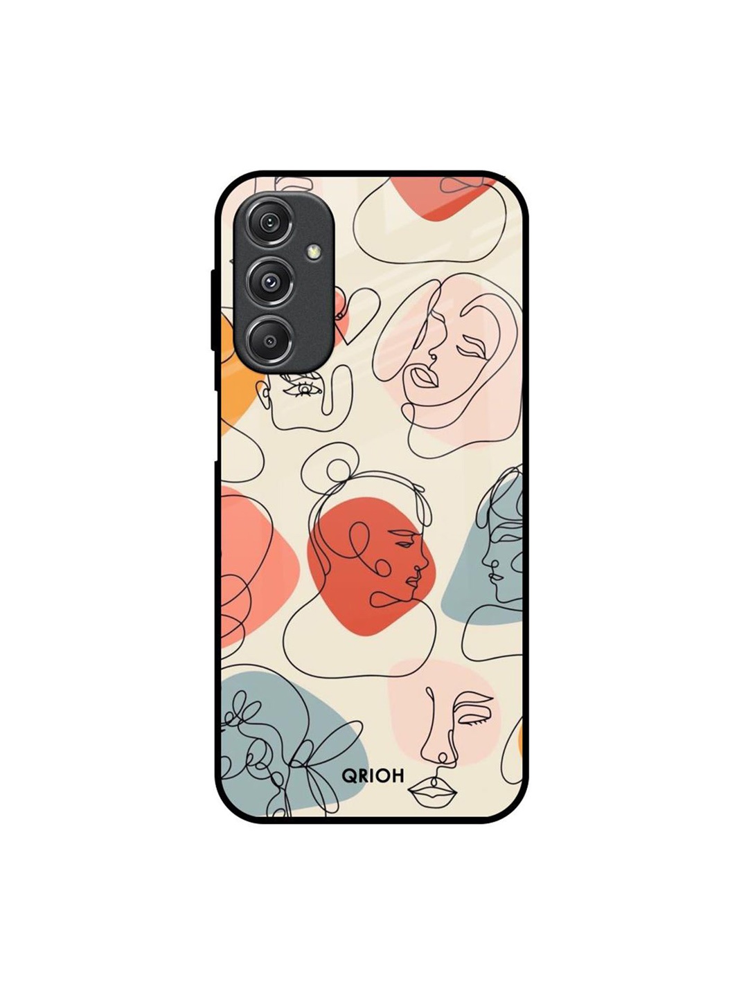 

QRIOH Abstract Printed Samsung Galaxy M34 5G Back Case Mobile Accessories, Beige