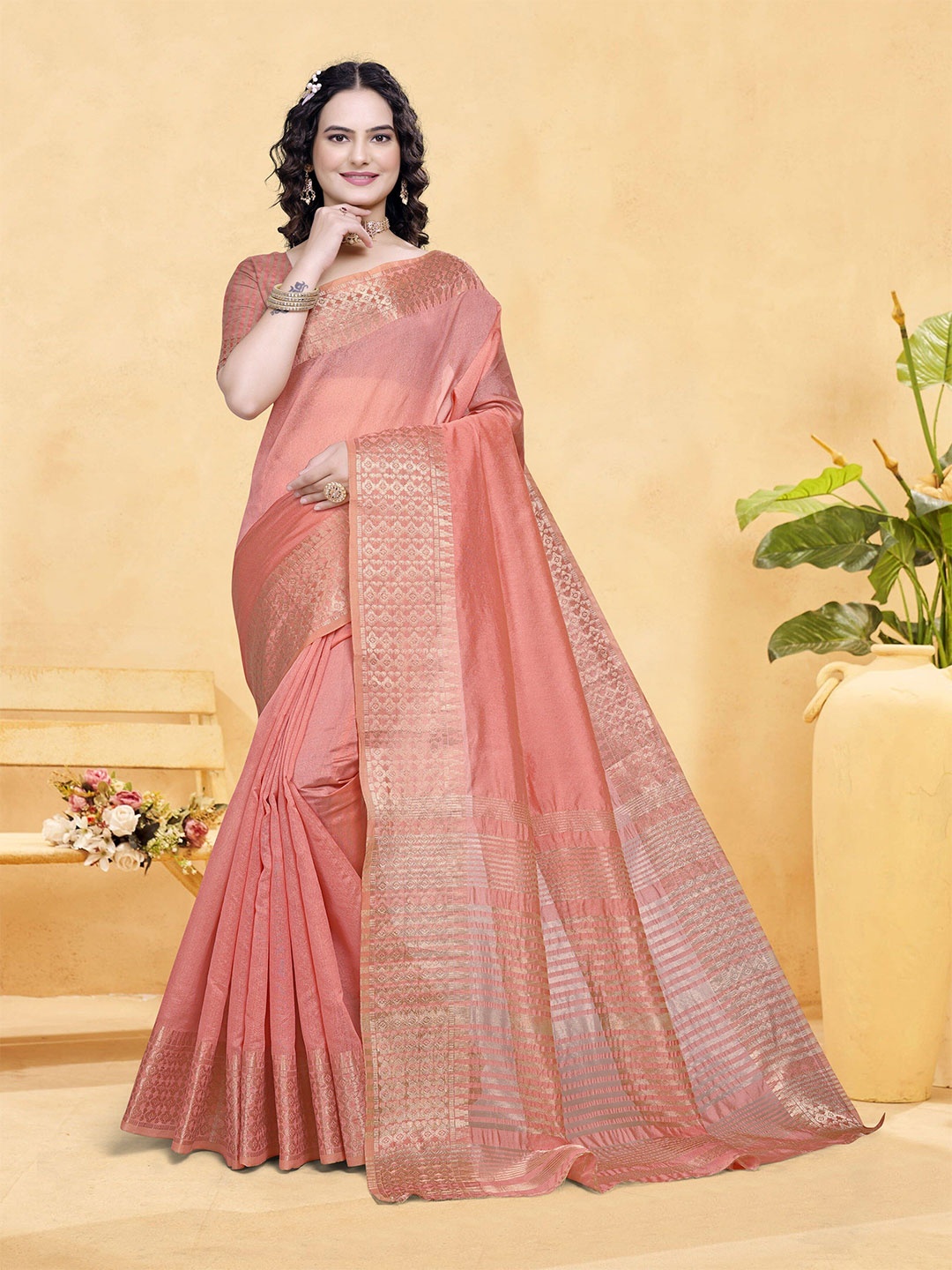 

Moda Rapido Zari Kota Saree, Pink