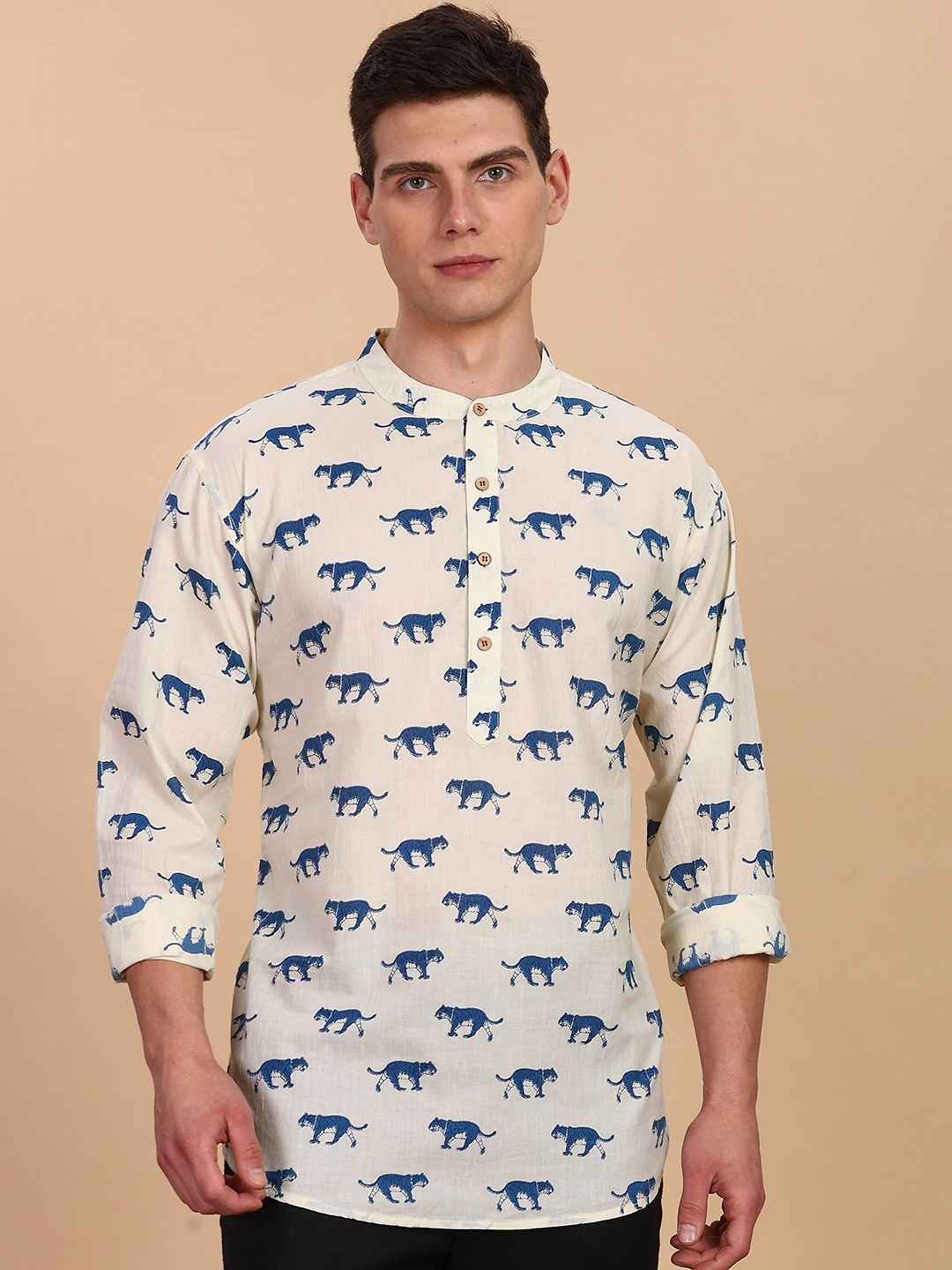 

Anouk Animal Printed Pure Cotton Short Kurta, White