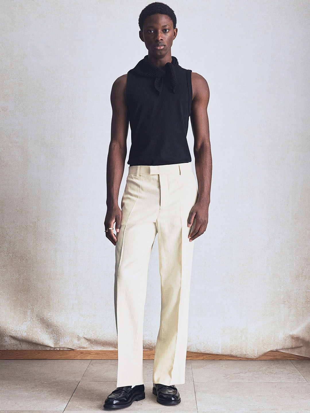 

H&M Relaxed Fit Tailored Linen-Blend Trousers, White