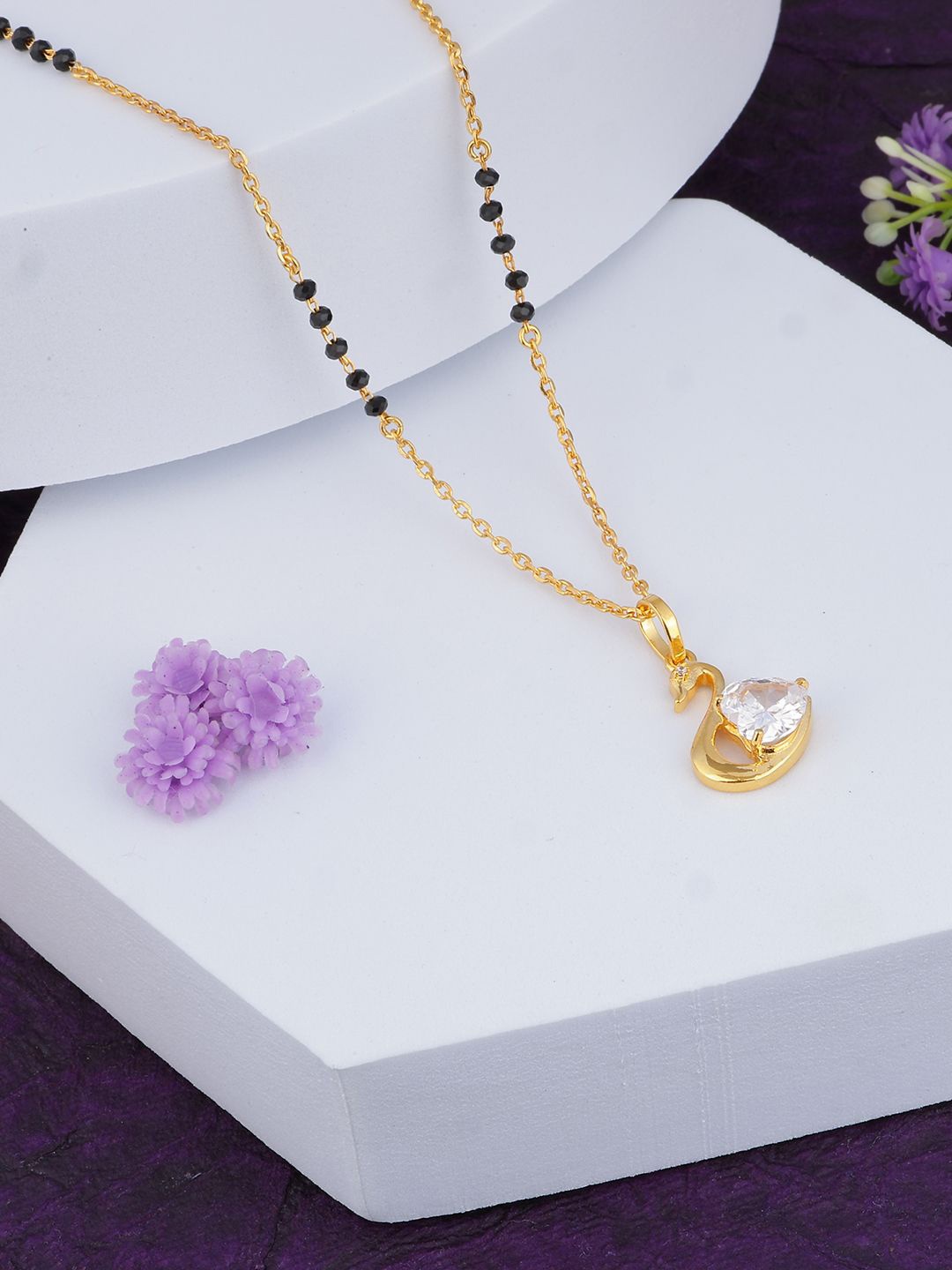

MAIRA 933 Sterling Silver Gold-Plated Crystals & Zircon Studded Mangalsutra