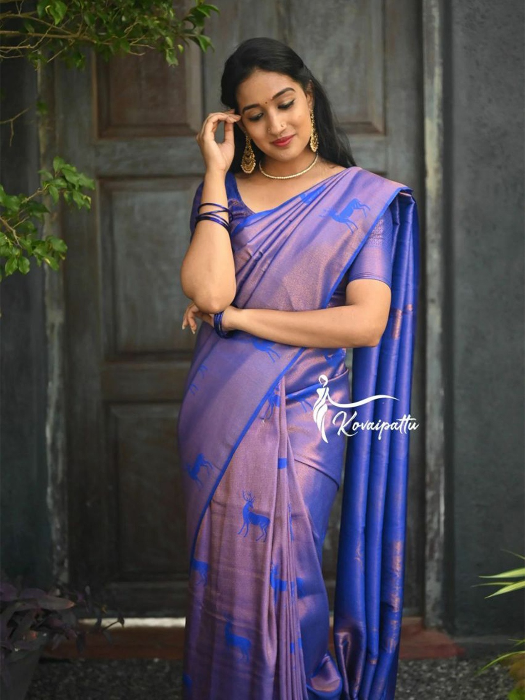 

Rujave Woven Design Kanjeevaram Saree, Blue