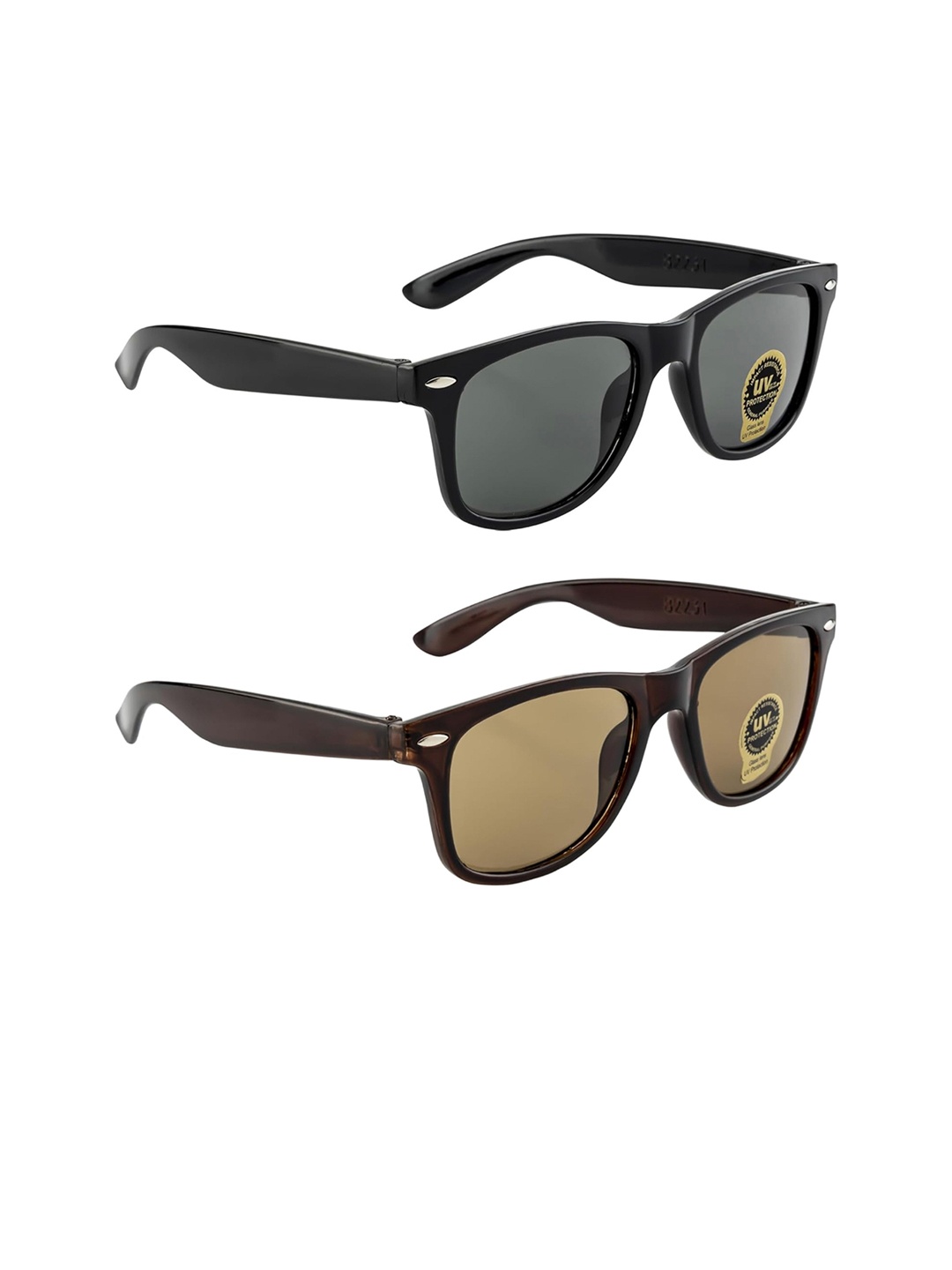 

FUNGLASSES Unisex Square Sunglasses with UV Protected Lens, Black
