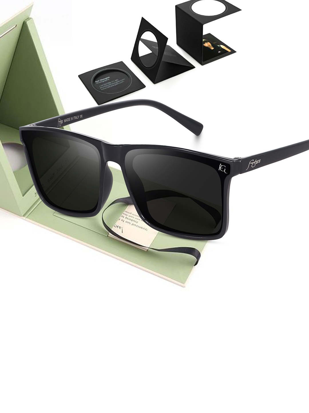 

Funglasses Unisex Square Sunglasses with UV Protected Lens, Black