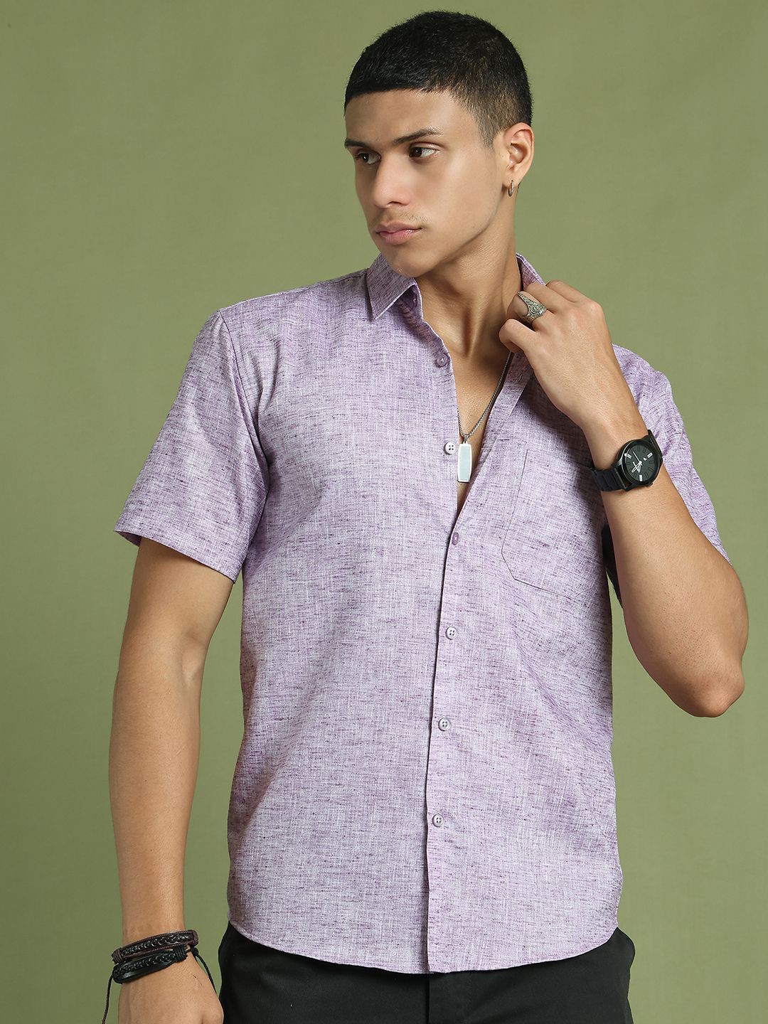 

Indian Needle Men Classic Opaque Casual Shirt, Purple