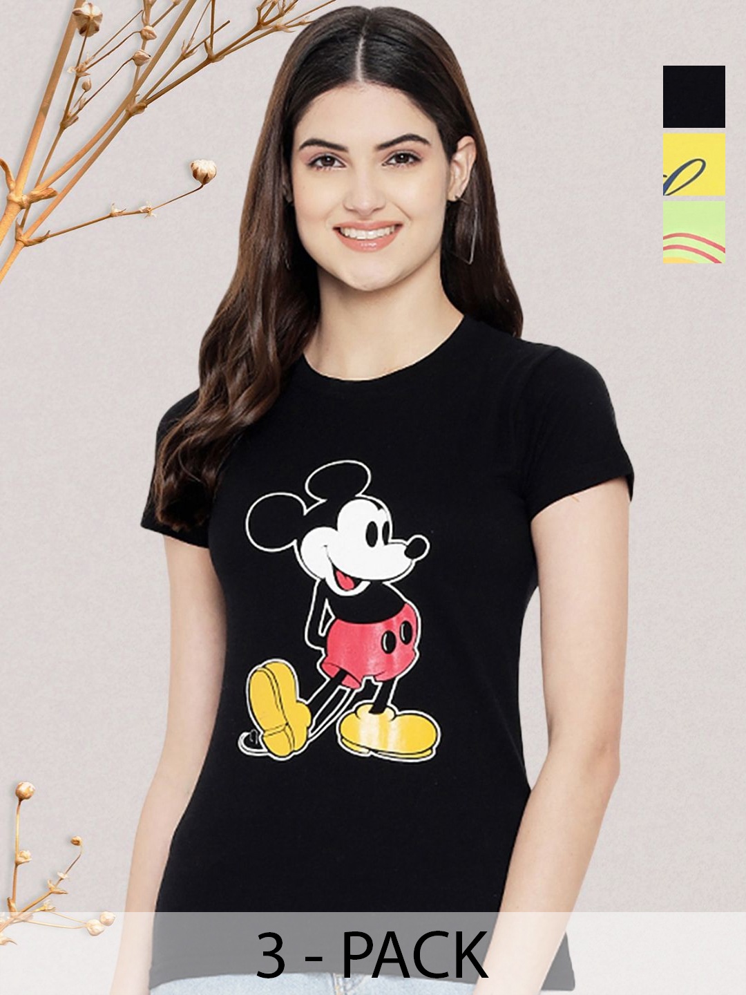 

GLOBAL NOMAD Women Typography 3 Printed Applique T-shirt, Multi