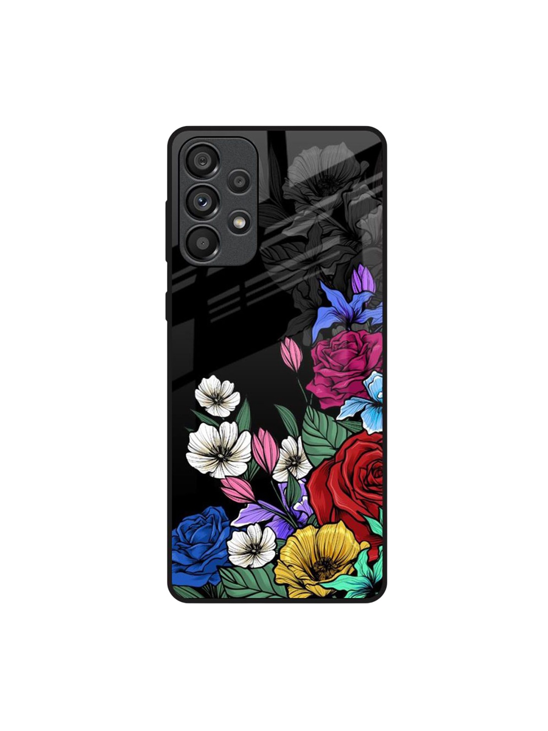 

QRIOH Floral Printed Samsung Galaxy A73 5G Back Case Mobile Accessories, Black