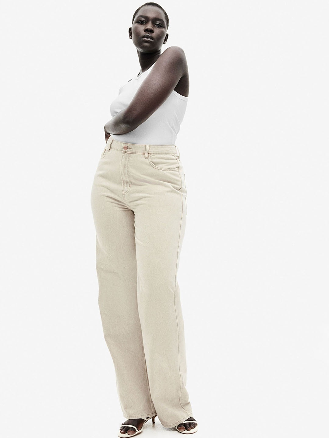 

H&M Women Wide Ultra High Jeans, Beige