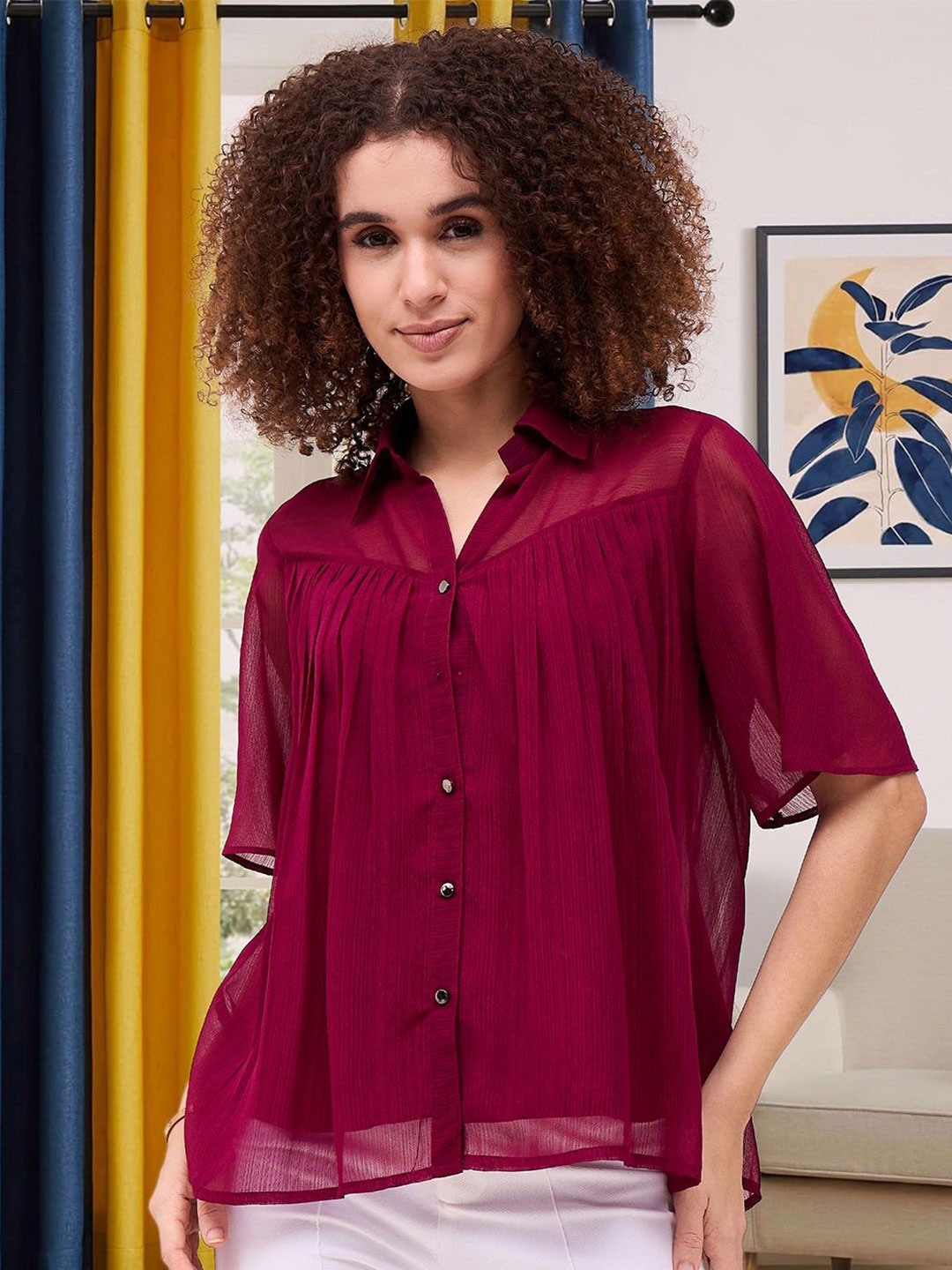 

CORSICA Women Shirt Collar Shirt Style Top, Purple