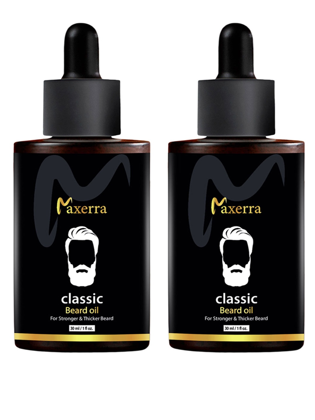 

Maxerra Set Of 2 Classic Beard Oil For Thicker Beard - 30 ml Each, Black