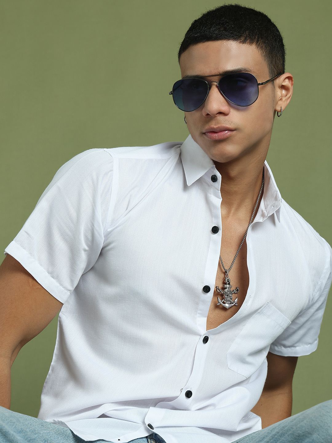 

Indian Needle Men Classic Opaque Casual Shirt, White