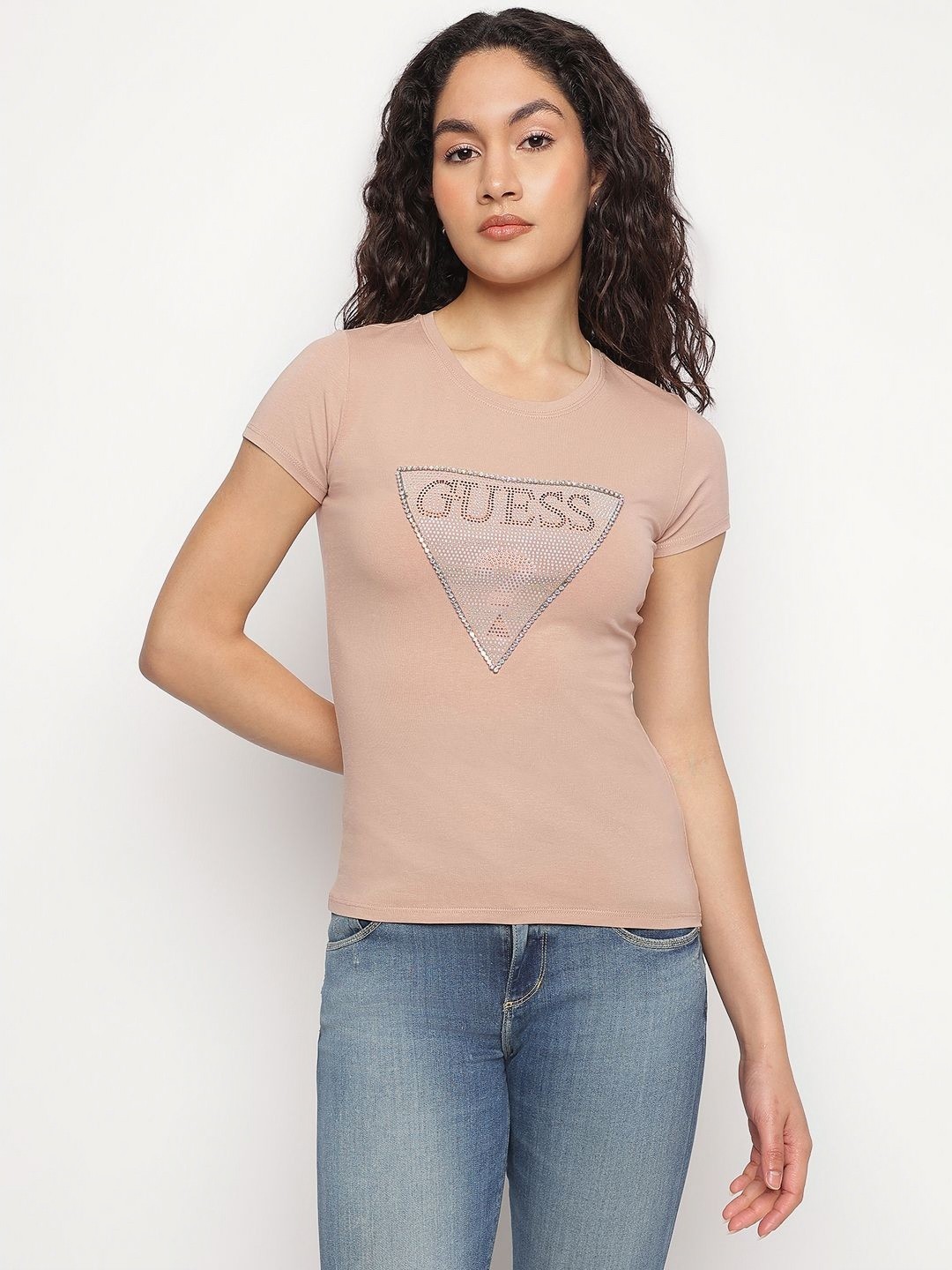 

GUESS Women Slim Fit T-shirt, Pink