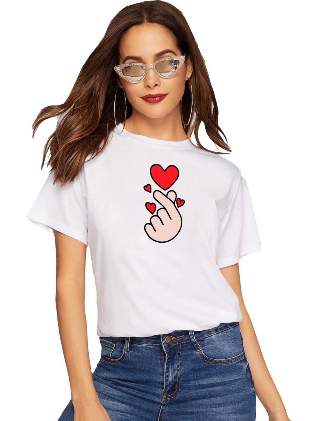

VLAM Women Printed Applique T-shirt, White