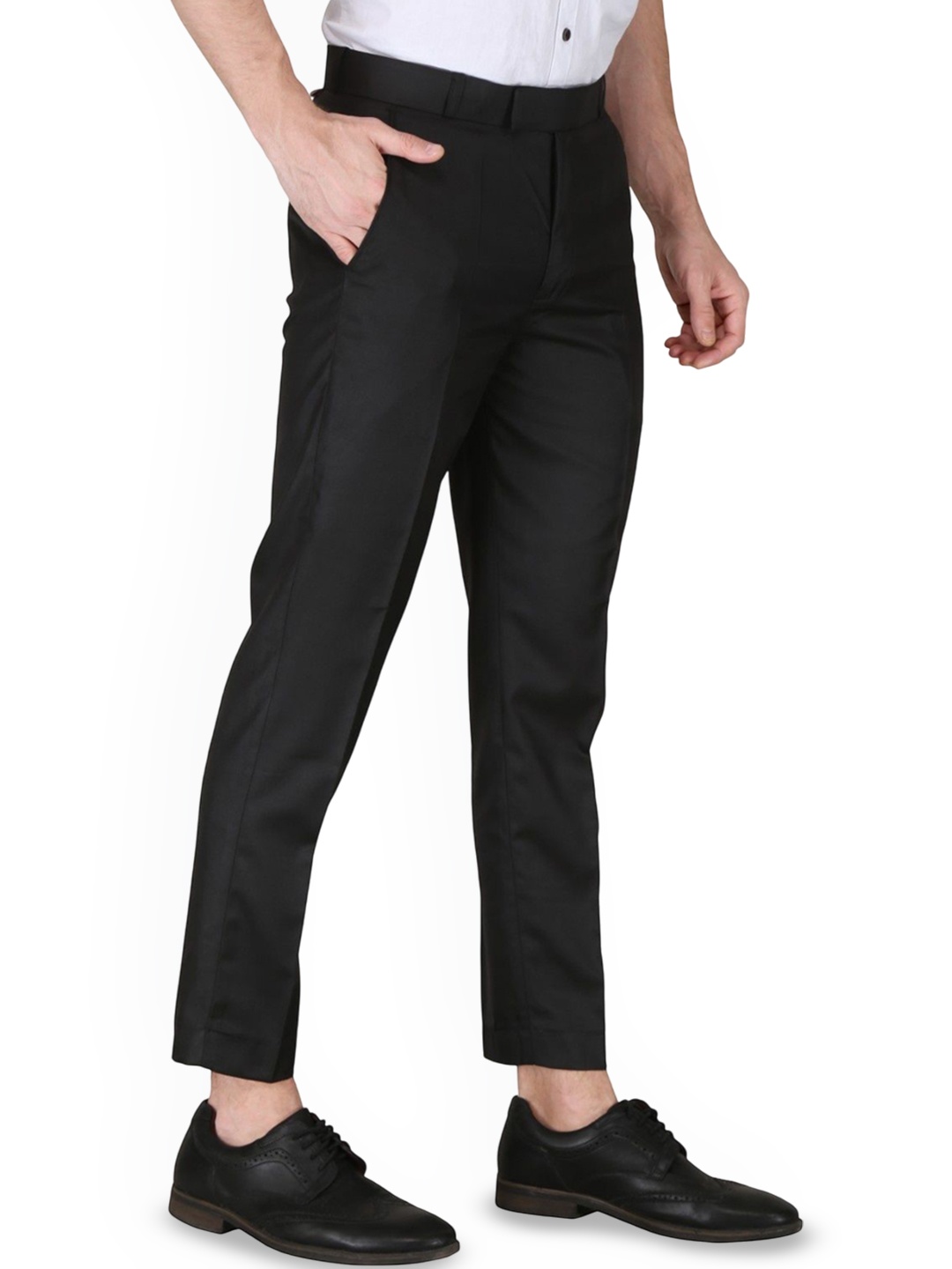 

KANU FASHION Men Comfort Mid-Rise Chinos Trousers, Black