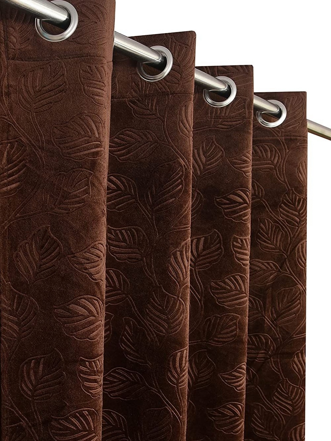 

AaHo Decor Pack of 2 Velvet Emboss Door Curtains 8 Feet, Brown