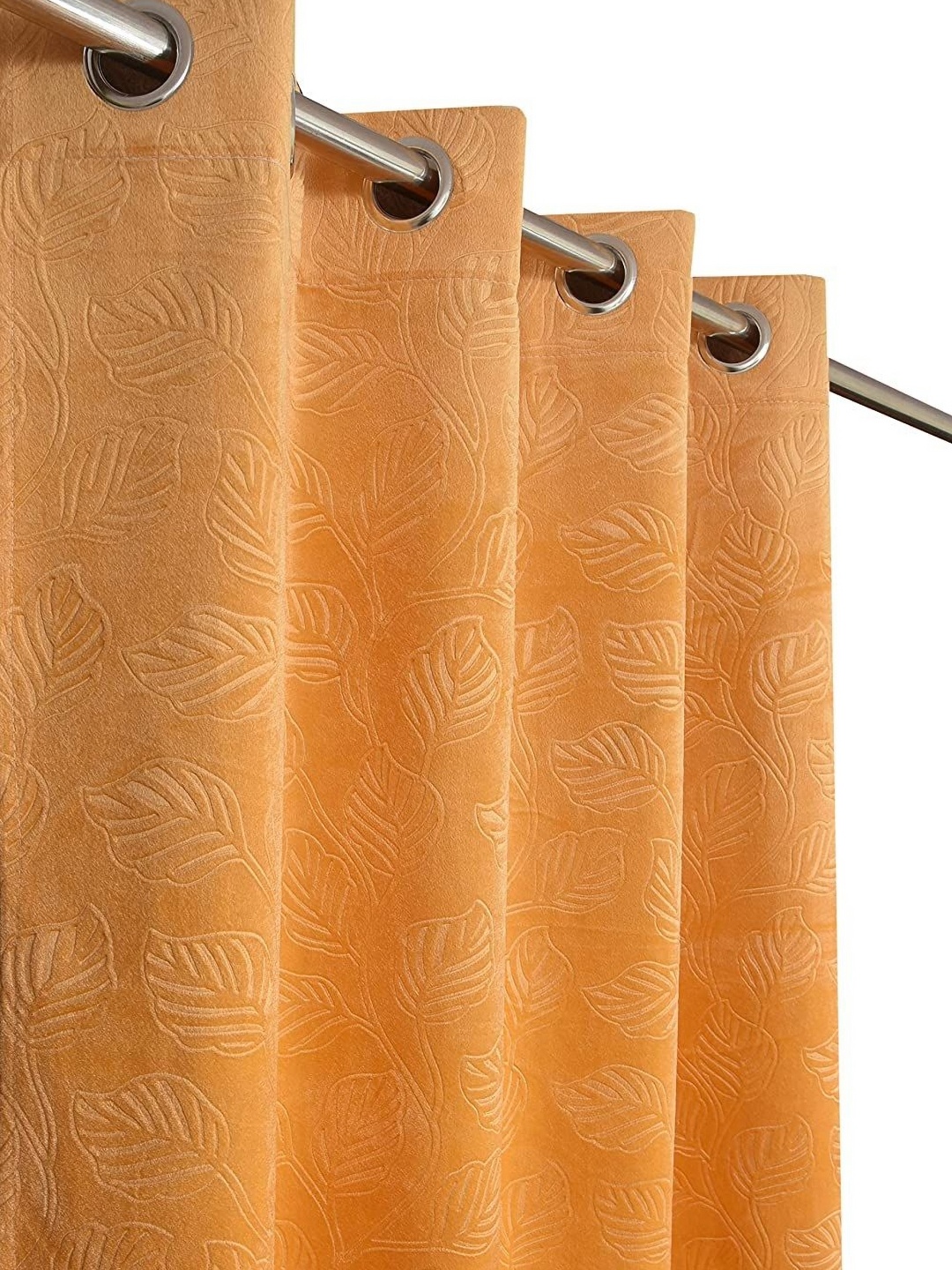 

AaHo Decor Pack of 2 Velvet Emboss Door Curtains 8 Feet, Beige