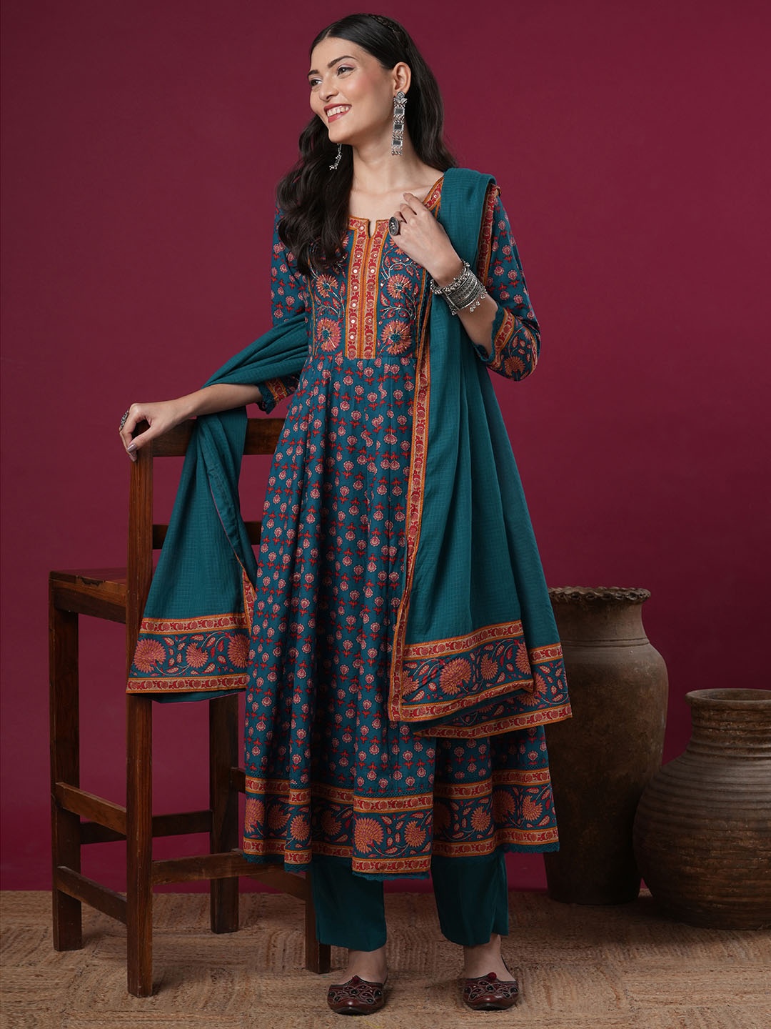 

FASHOR Women Kurta Sets, Teal