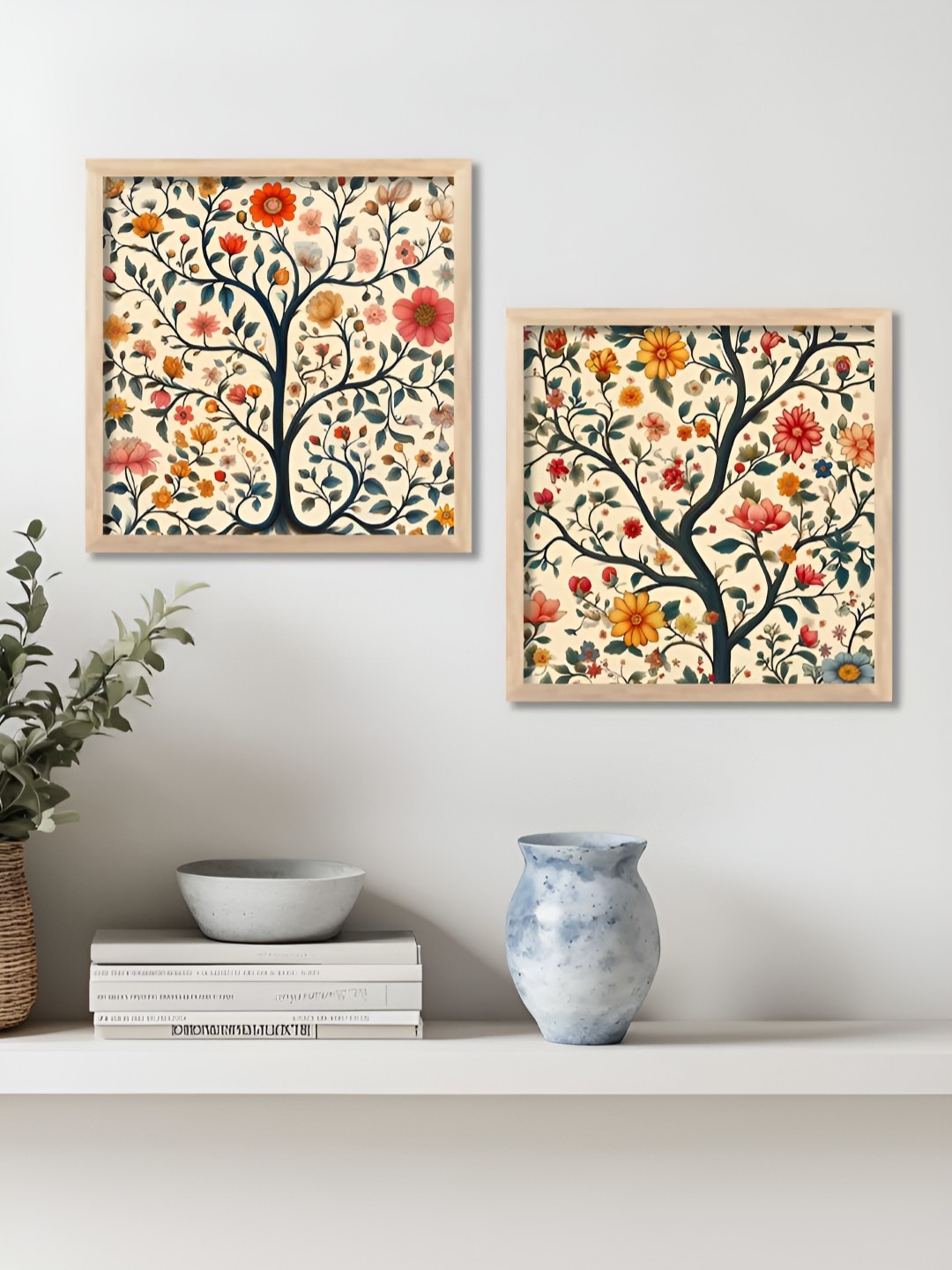 

Kotart Brown & Red 2 Pieces Wooden Floral Wall Paintings