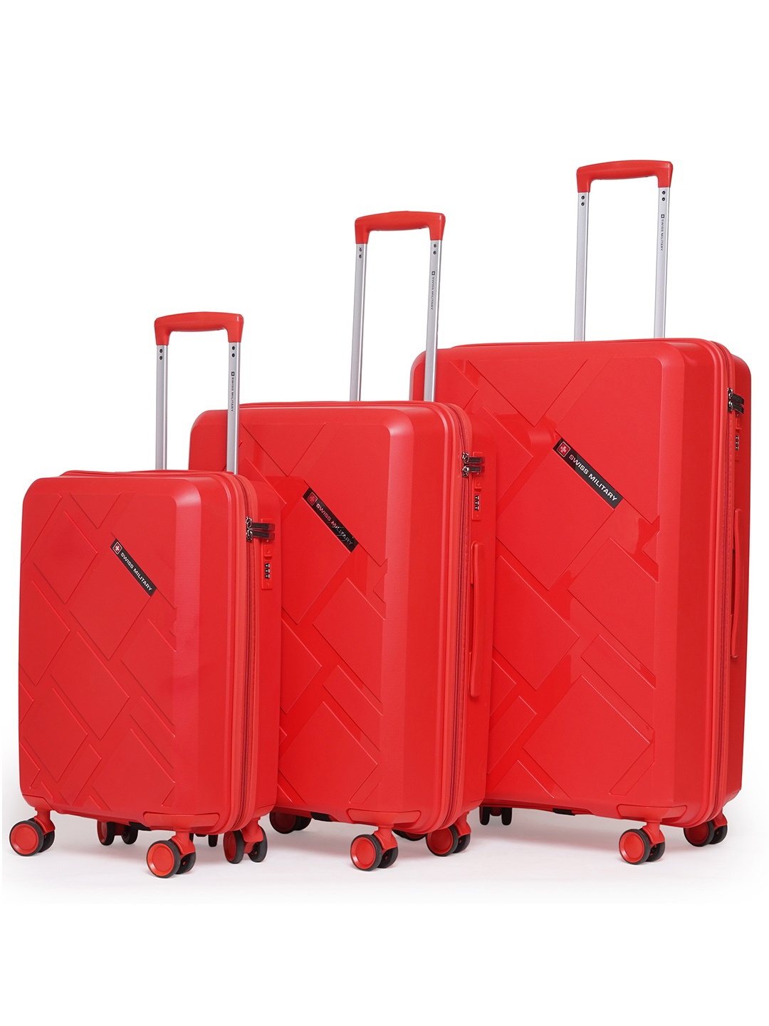 

SWISS MILITARY Set Of 3 Star Hard Sided Trolley Bag, Red