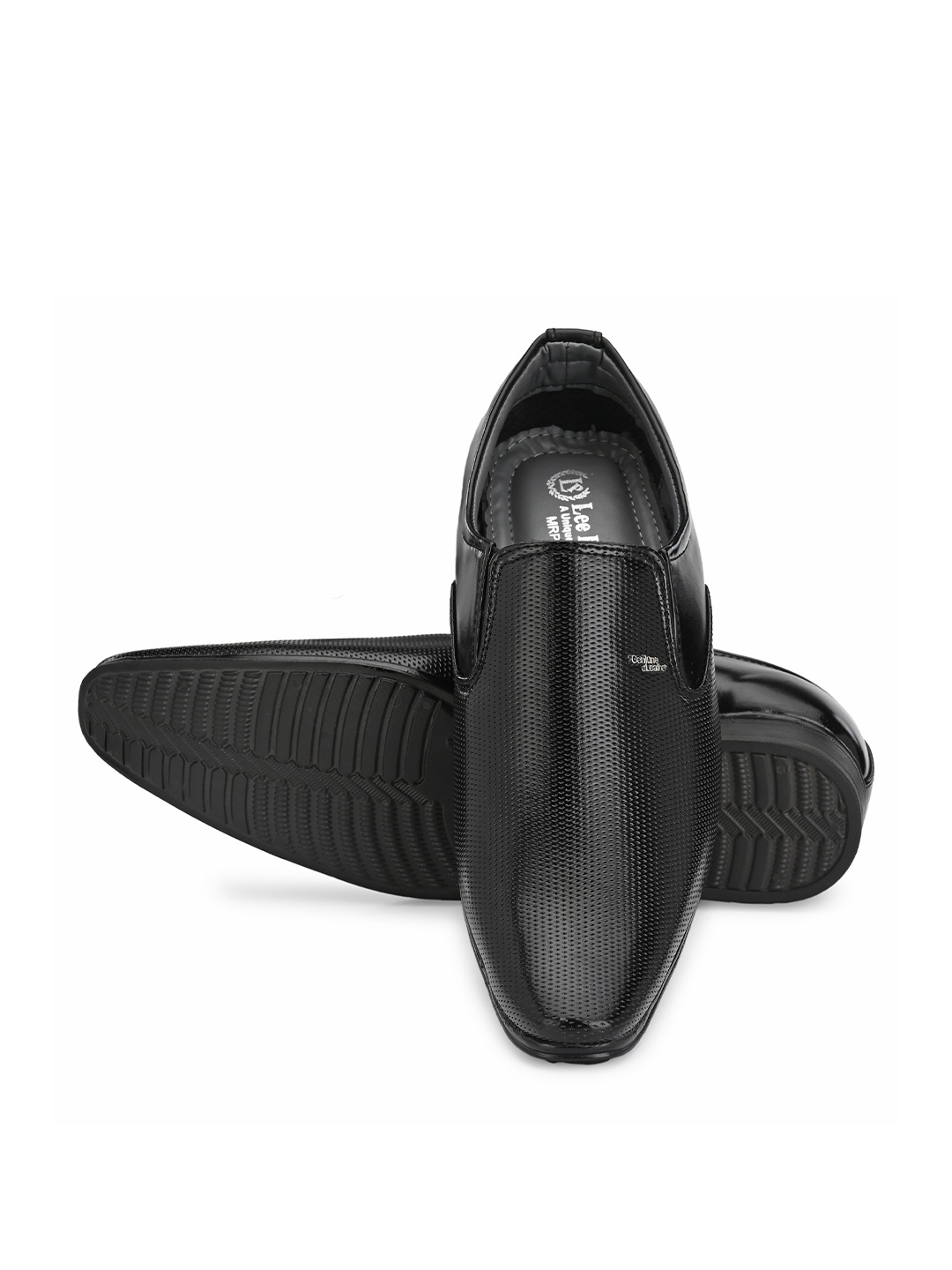 

LEEPEETER Men Textured Formal Slip-On Shoes, Black