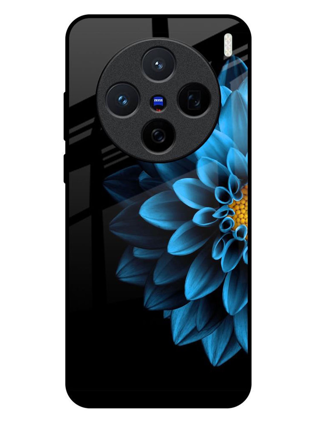 

QRIOH Half Blue Flower Printed Vivo X200 5G Back Case, Black